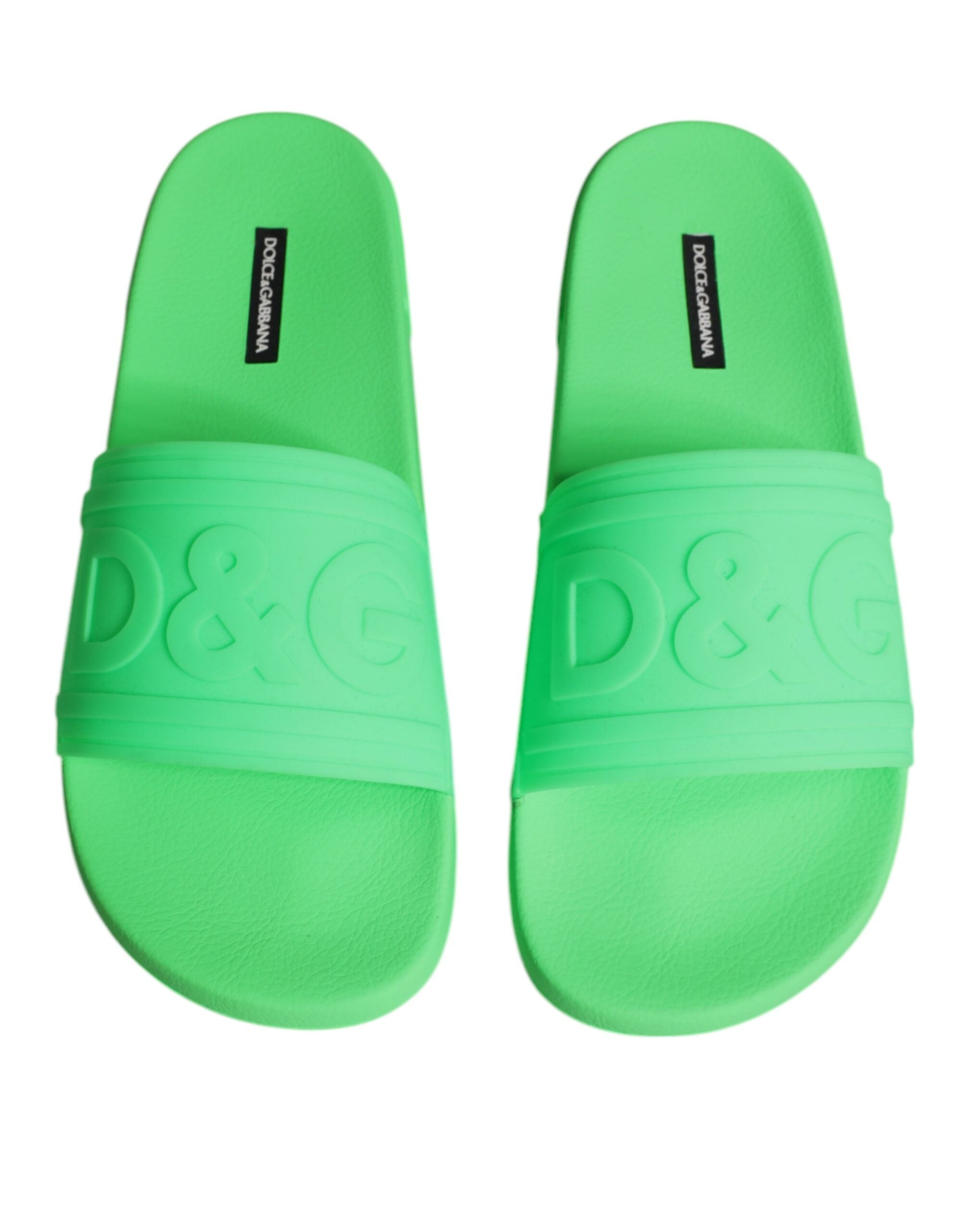Dolce & Gabbana Green Leather Mules Sandals Beachwear Shoes-3