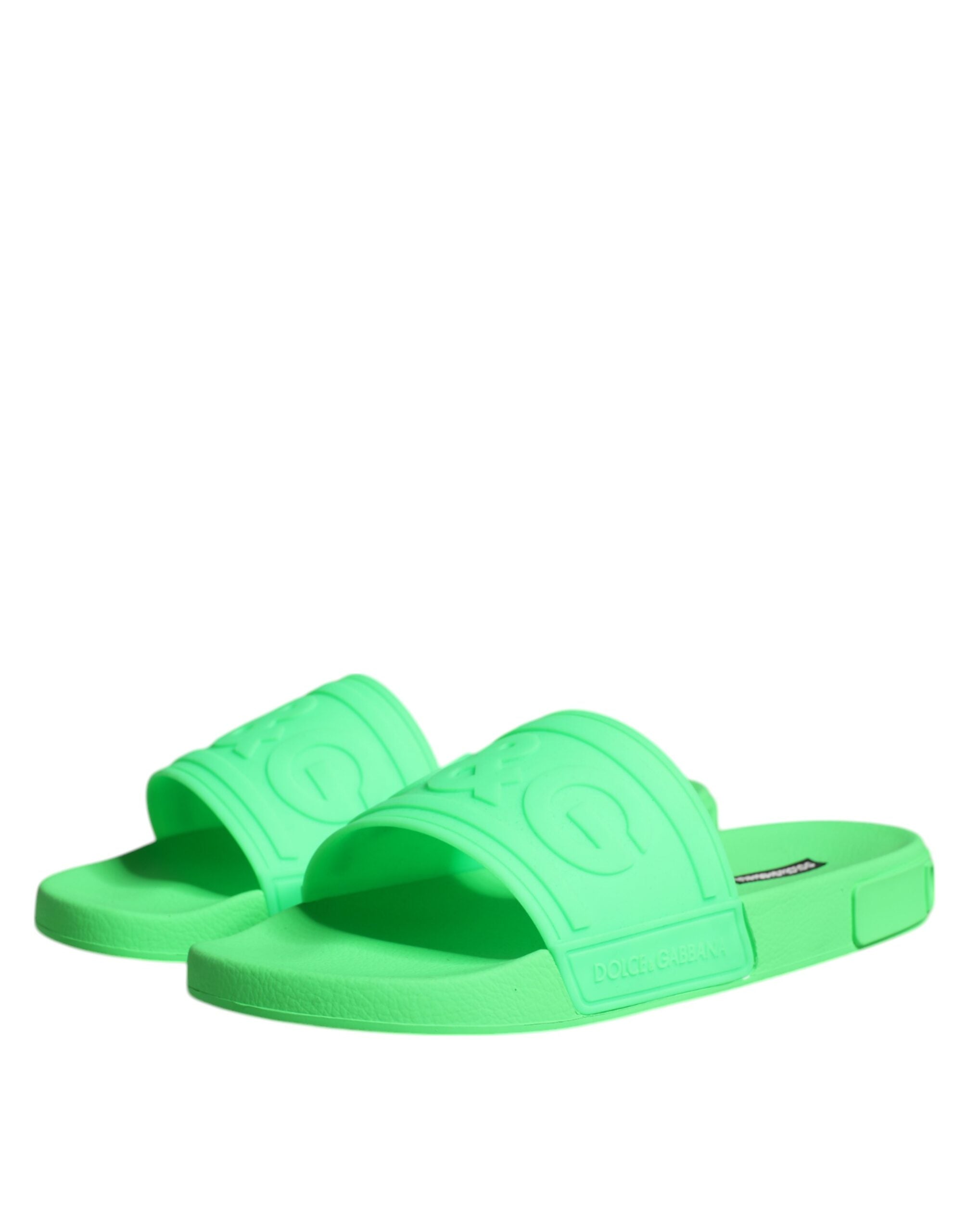 Dolce & Gabbana Green Leather Mules Sandals Beachwear Shoes-4