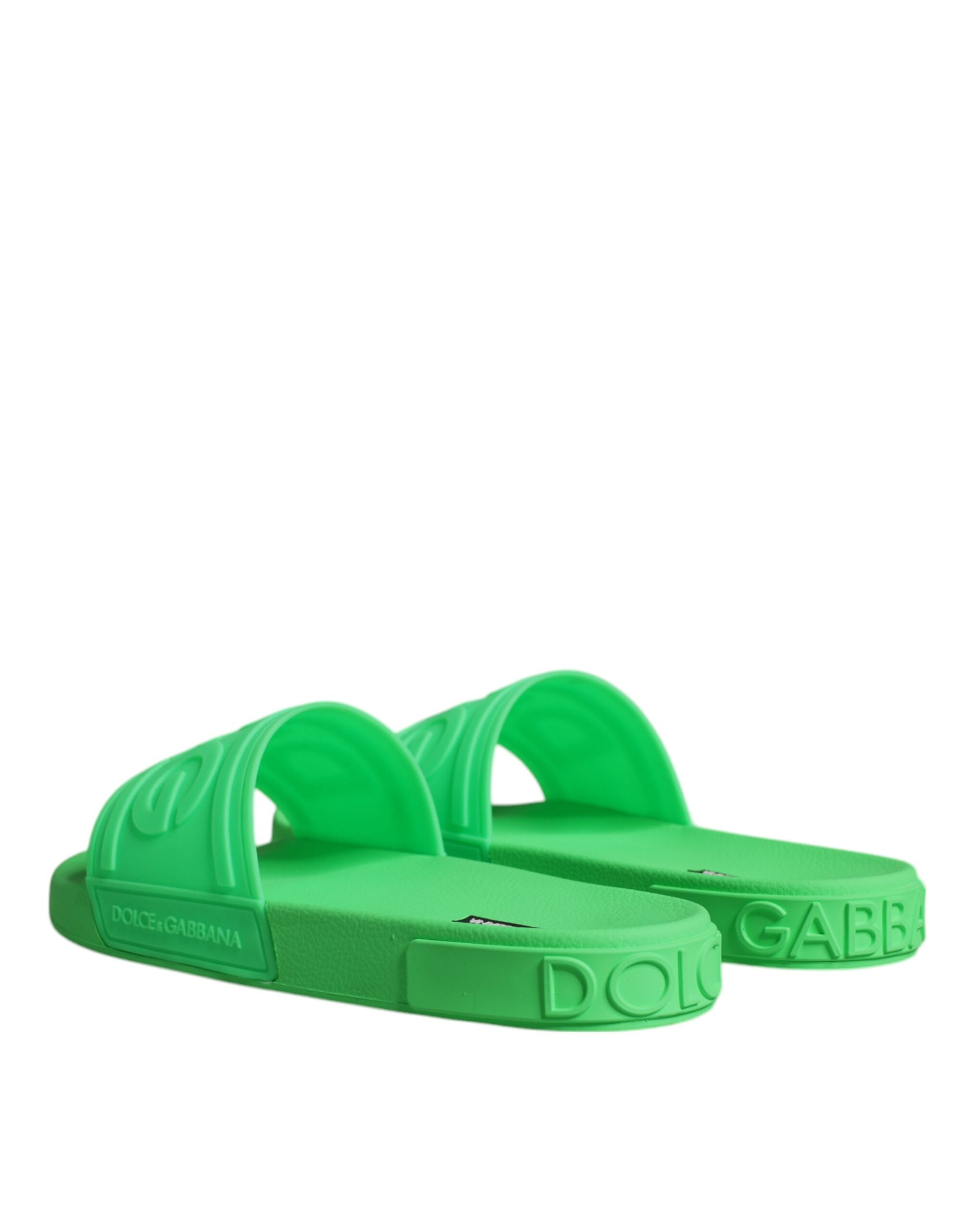Dolce & Gabbana Green Leather Mules Sandals Beachwear Shoes-5