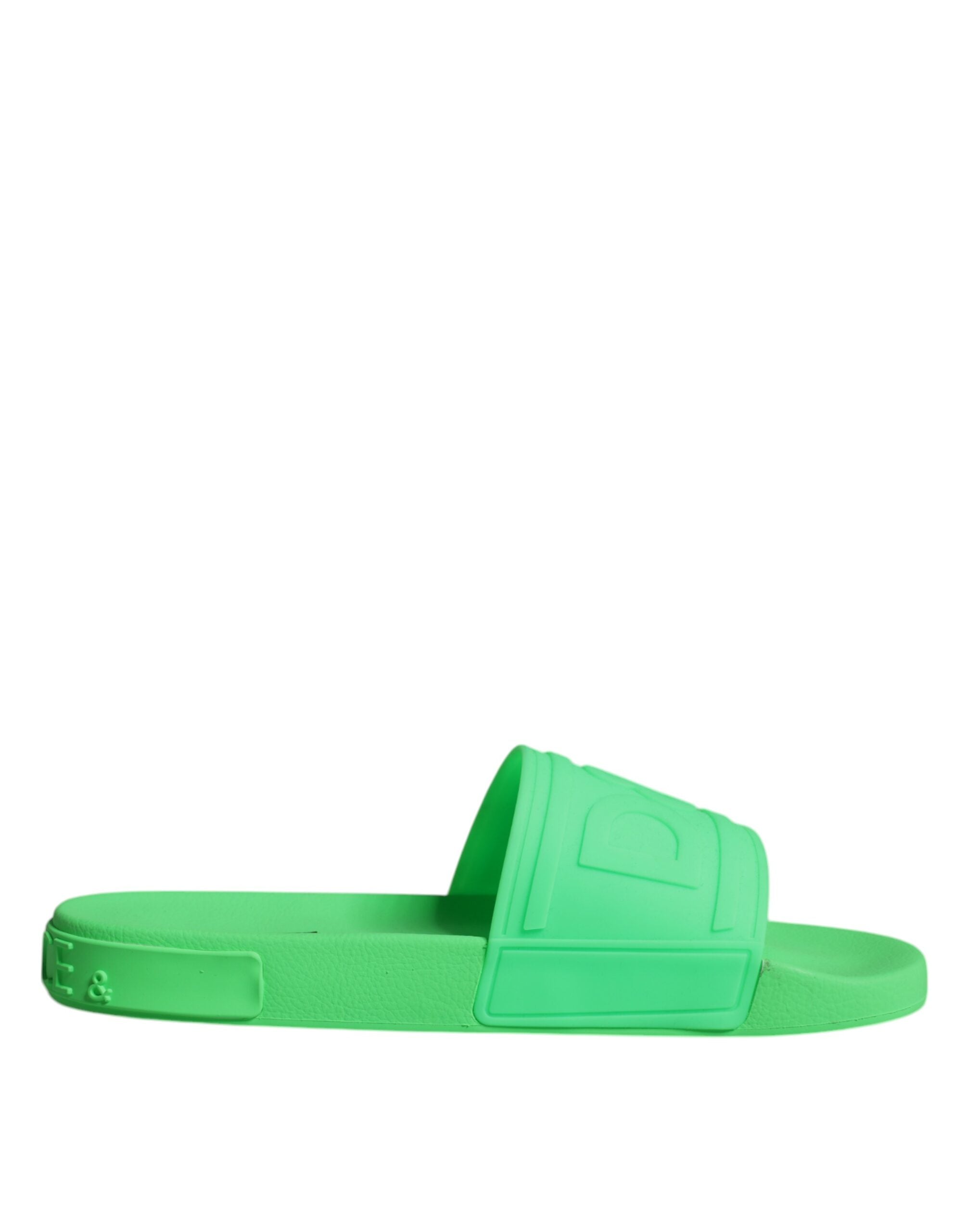 Dolce & Gabbana Green Leather Mules Sandals Beachwear Shoes-1