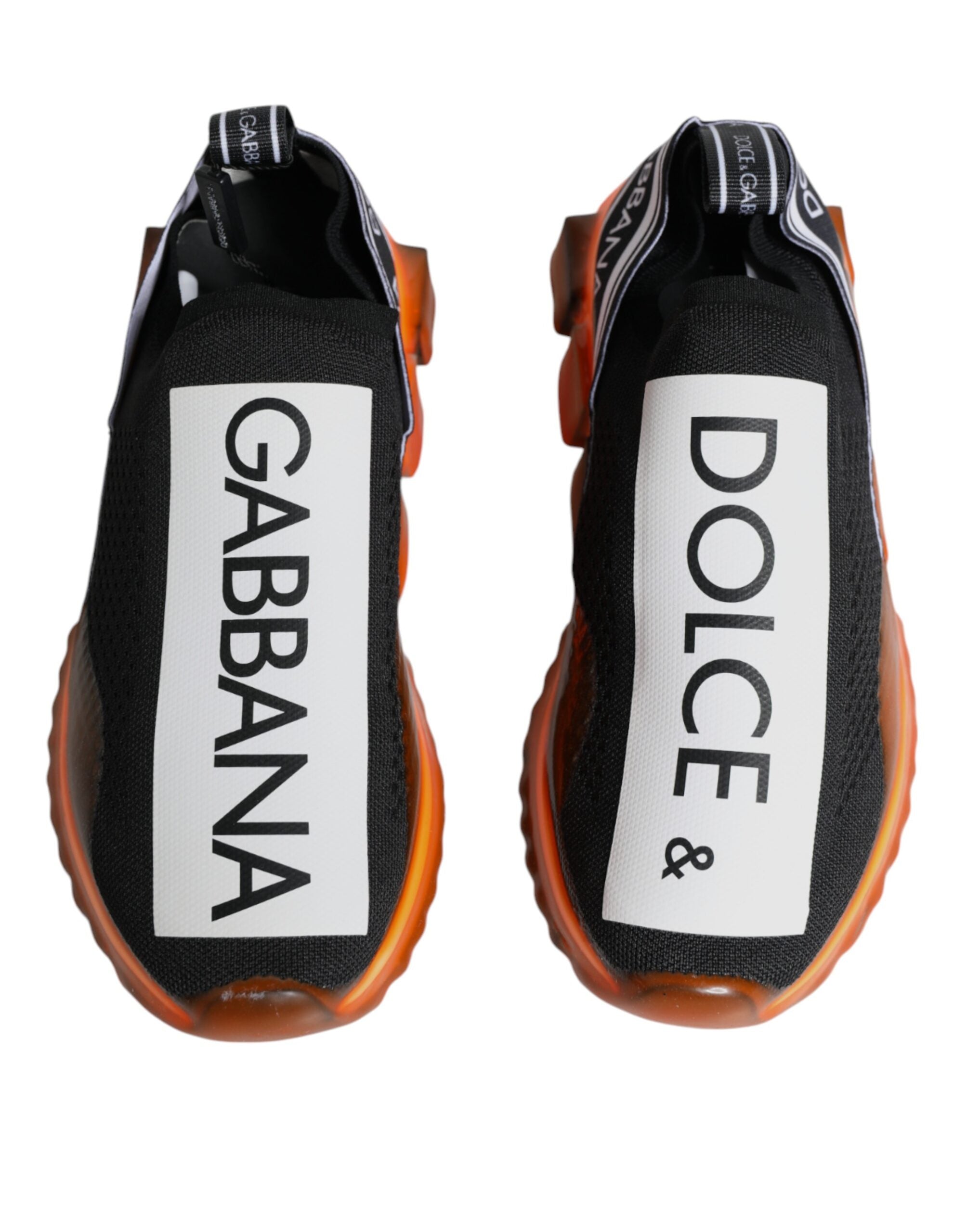 Dolce & Gabbana Black Orange Sorrento Slip On Sneakers Shoes-3