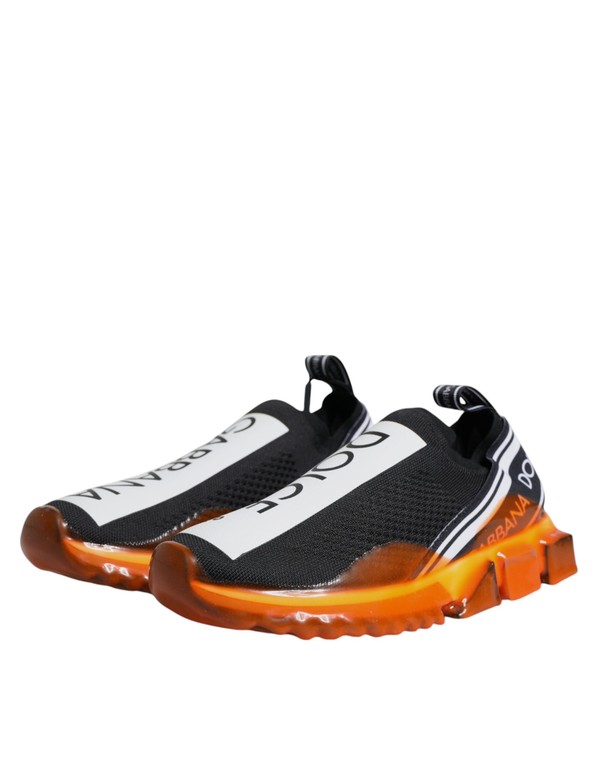 Dolce & Gabbana Black Orange Sorrento Slip On Sneakers Shoes-4