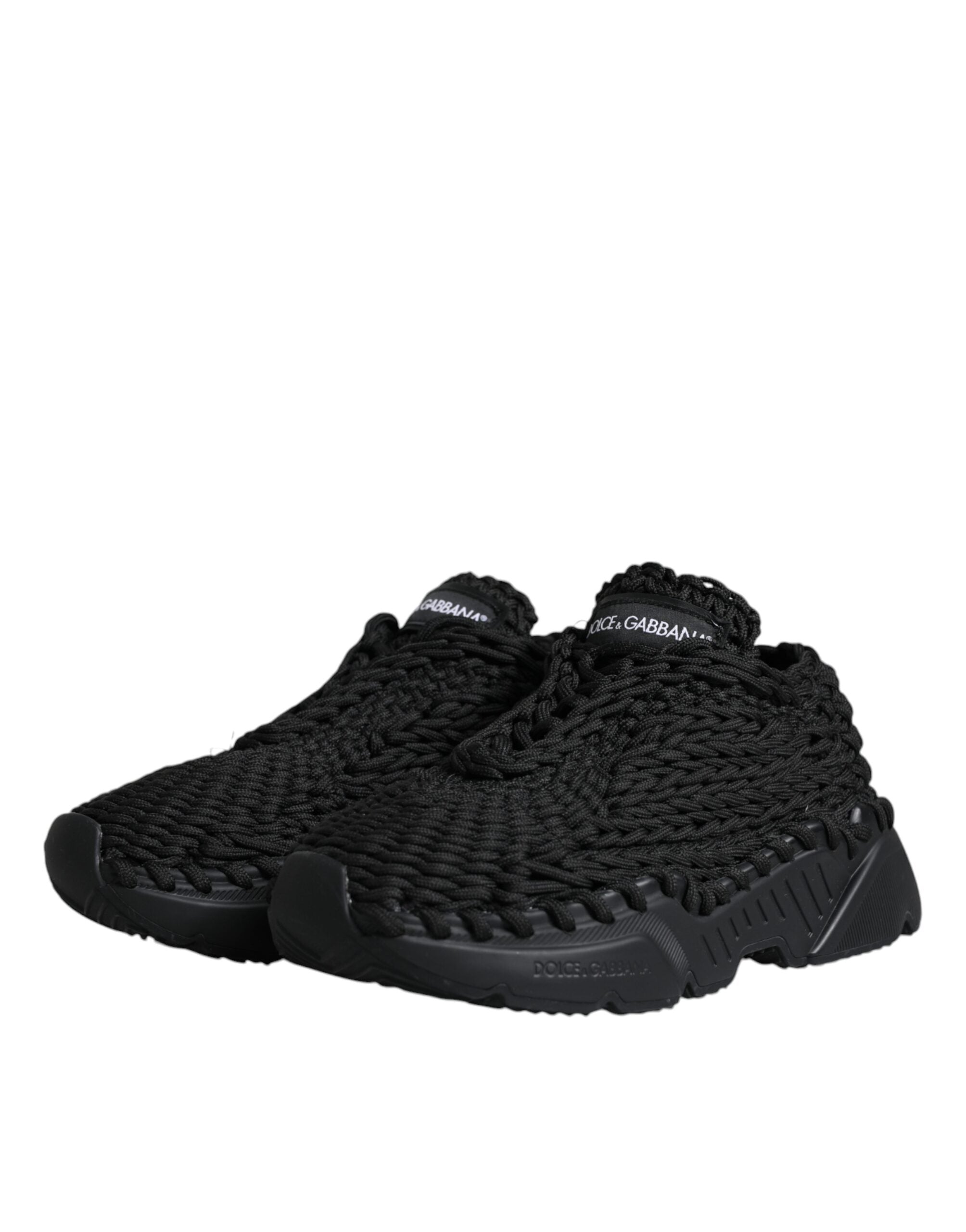 Dolce & Gabbana Black Knitted Daymaster Sneakers Shoes-4