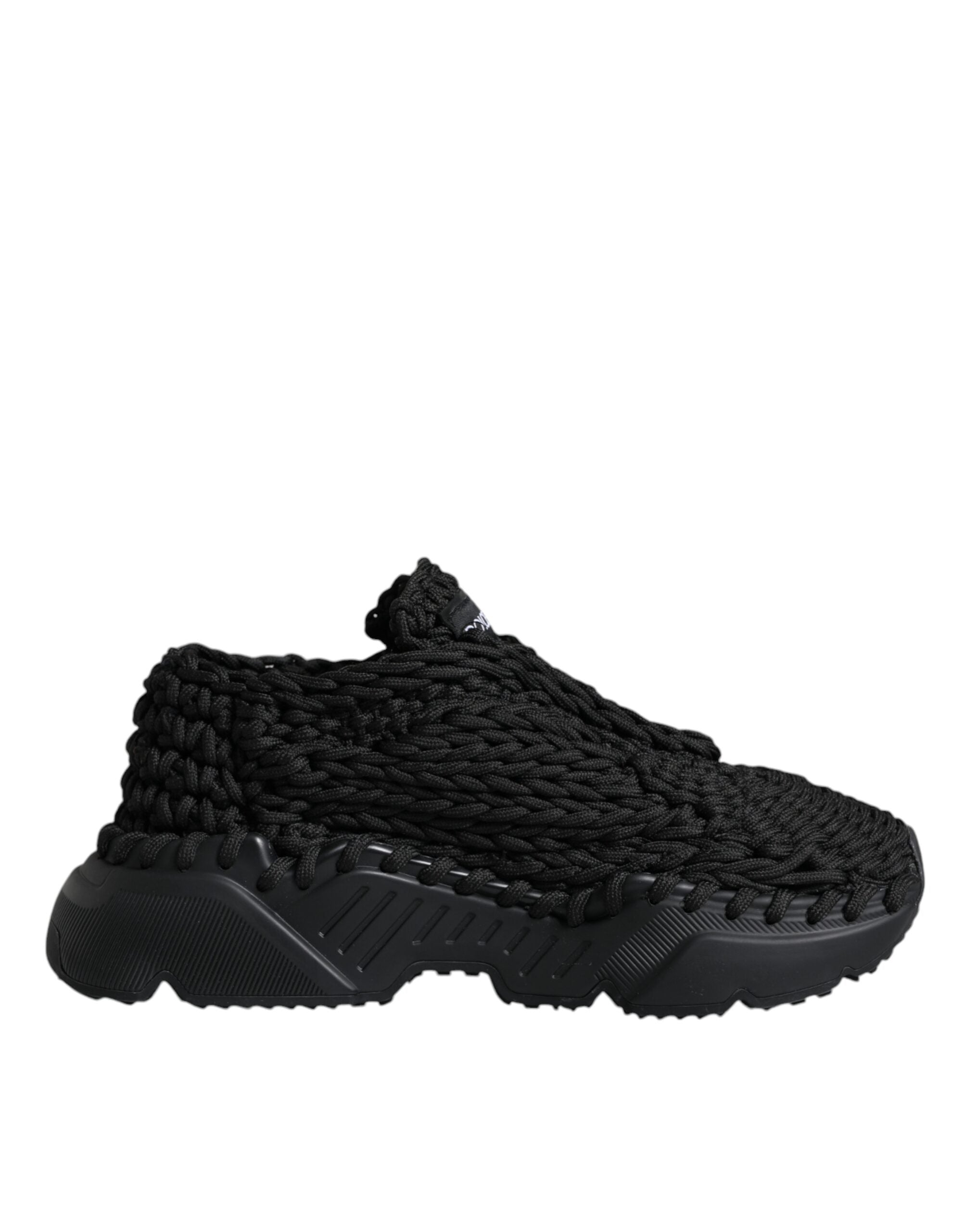 Dolce & Gabbana Black Knitted Daymaster Sneakers Shoes-1