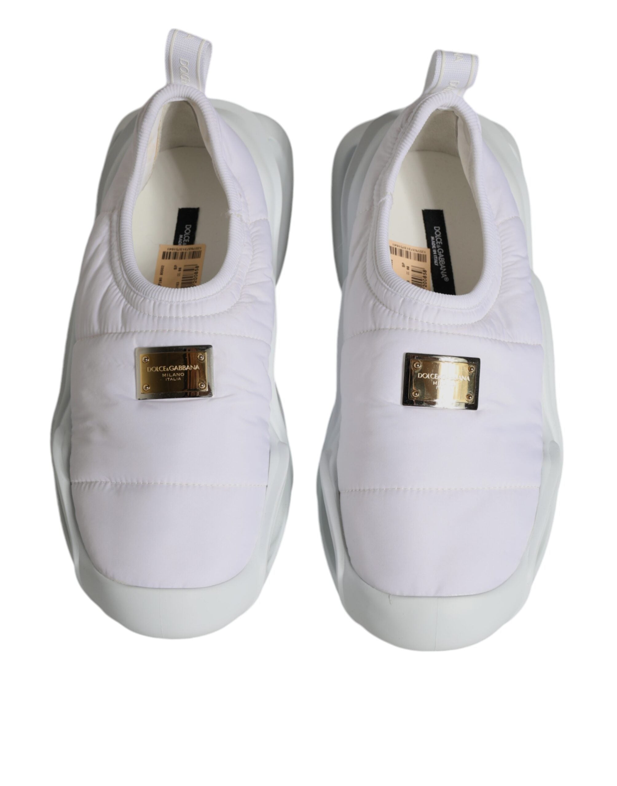 Dolce & Gabbana White Padded Fabric Low Top Sneakers Shoes-3