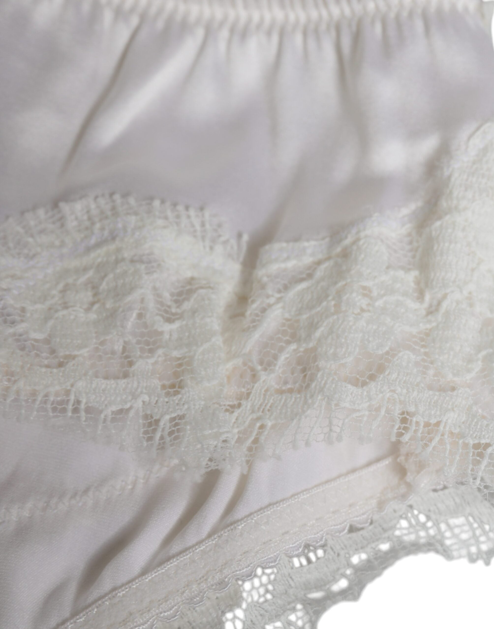 Dolce & Gabbana White Silk Stretch Panties Balconette Bra Underwear-4