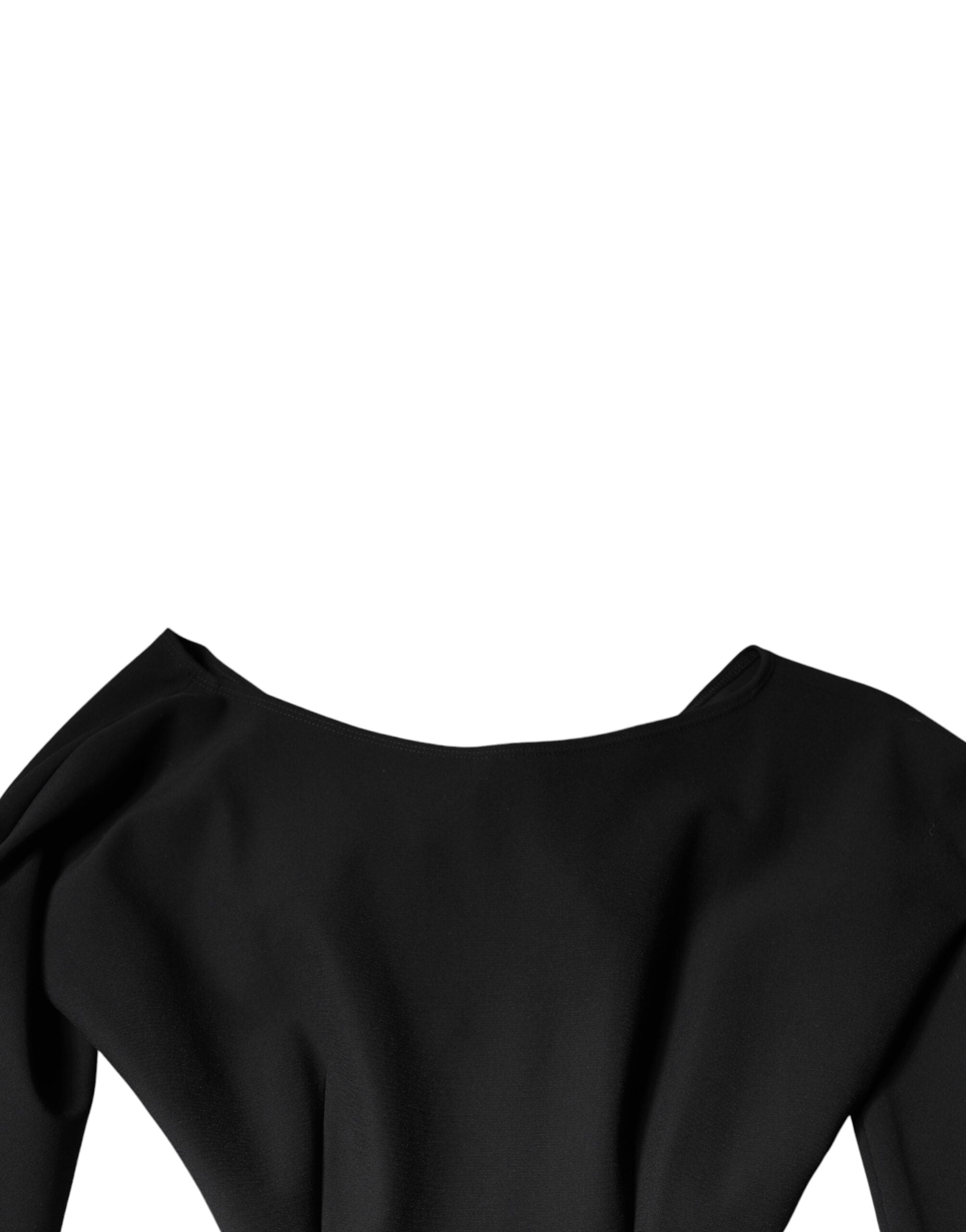 Dolce & Gabbana Schwarzes Minikleid aus Viskose mit langen Ärmeln und Ausschnitt-7