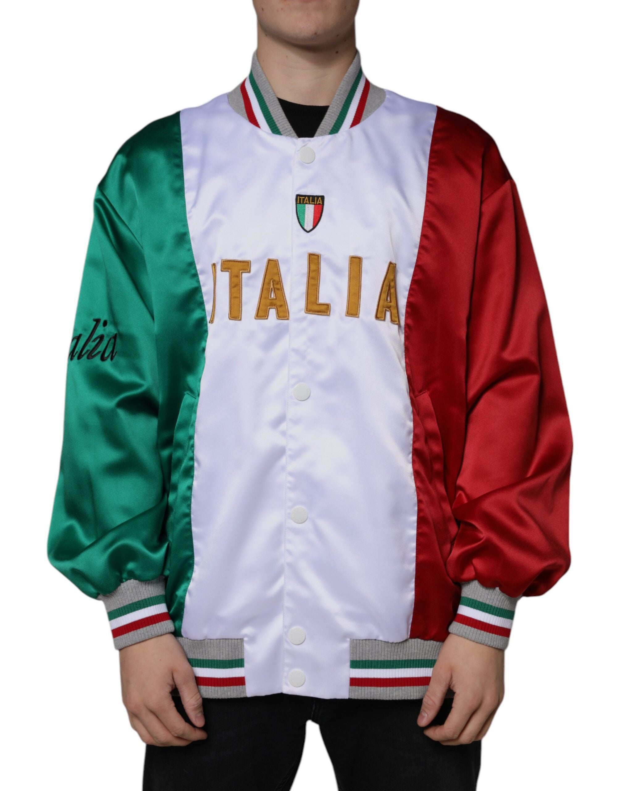 Dolce & Gabbana Multicolor Italia Button Down Bomberjacke-2