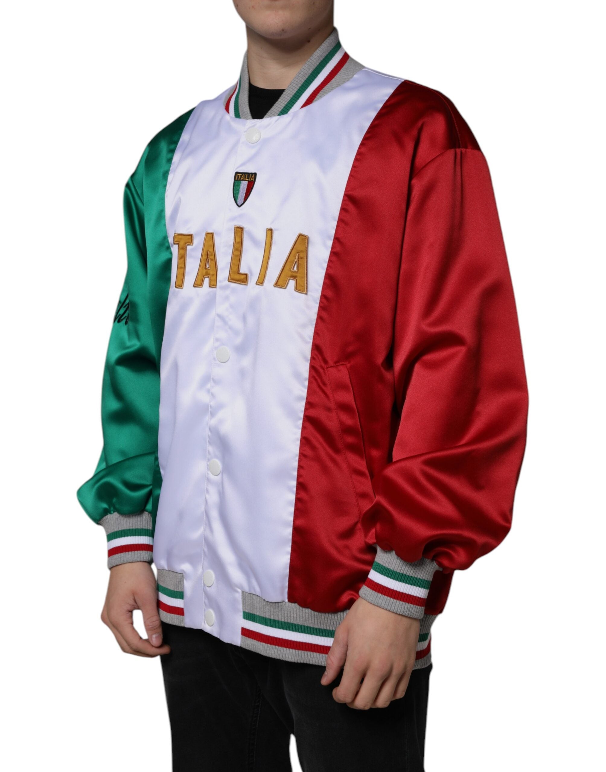 Dolce & Gabbana Multicolor Italia Button Down Bomberjacke-3