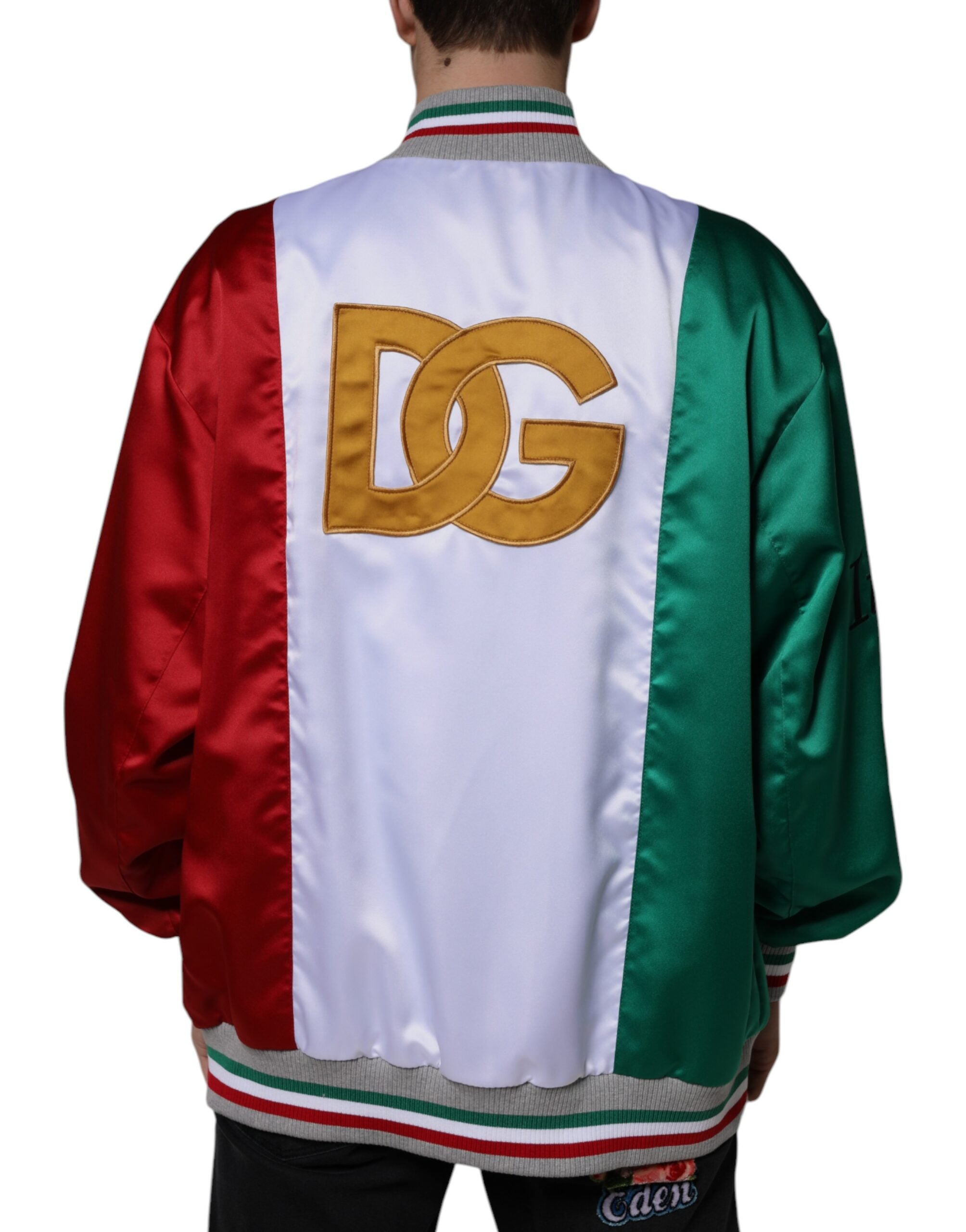 Dolce & Gabbana Multicolor Italia Button Down Bomberjacke-4