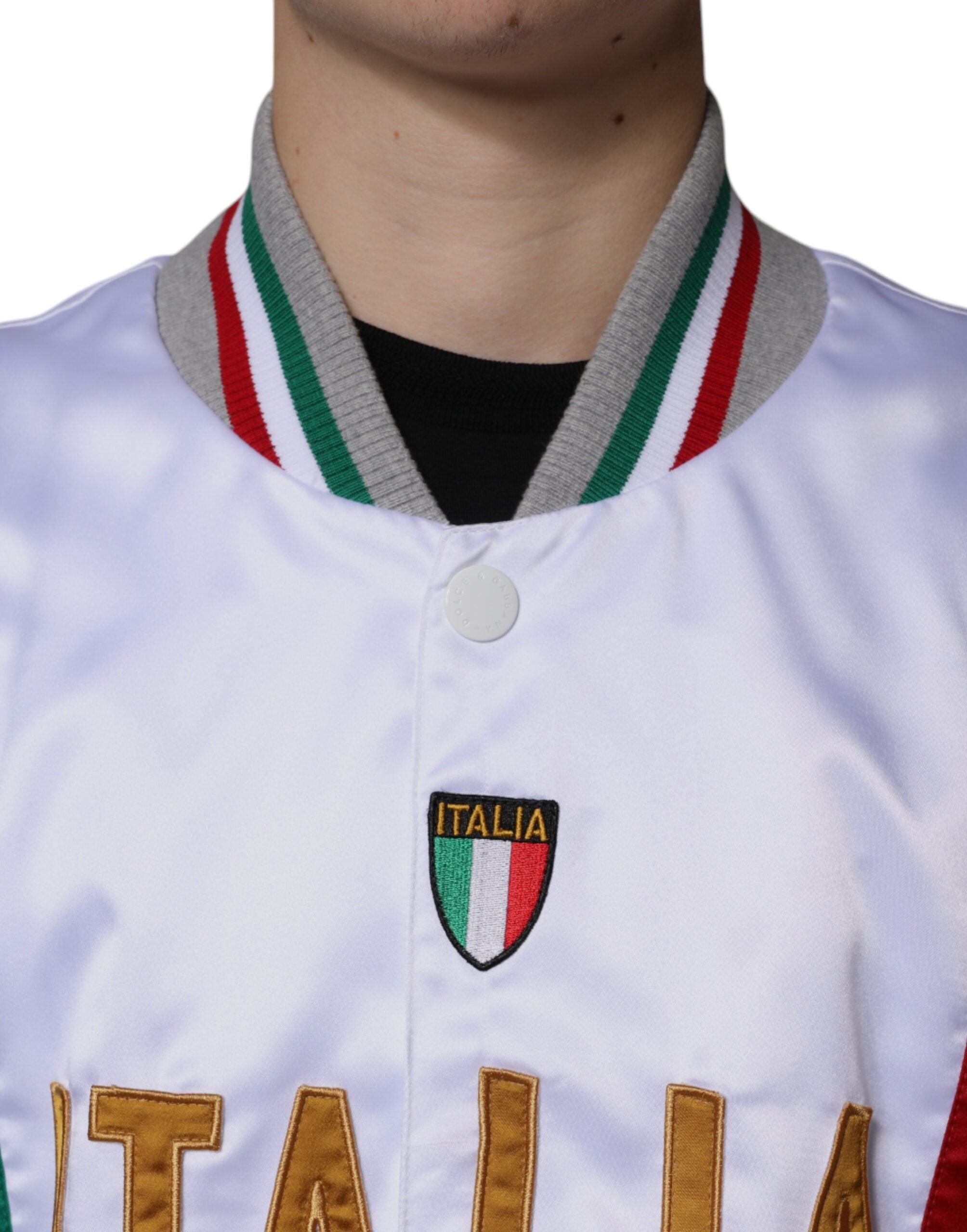 Dolce & Gabbana Multicolor Italia Button Down Bomberjacke-5