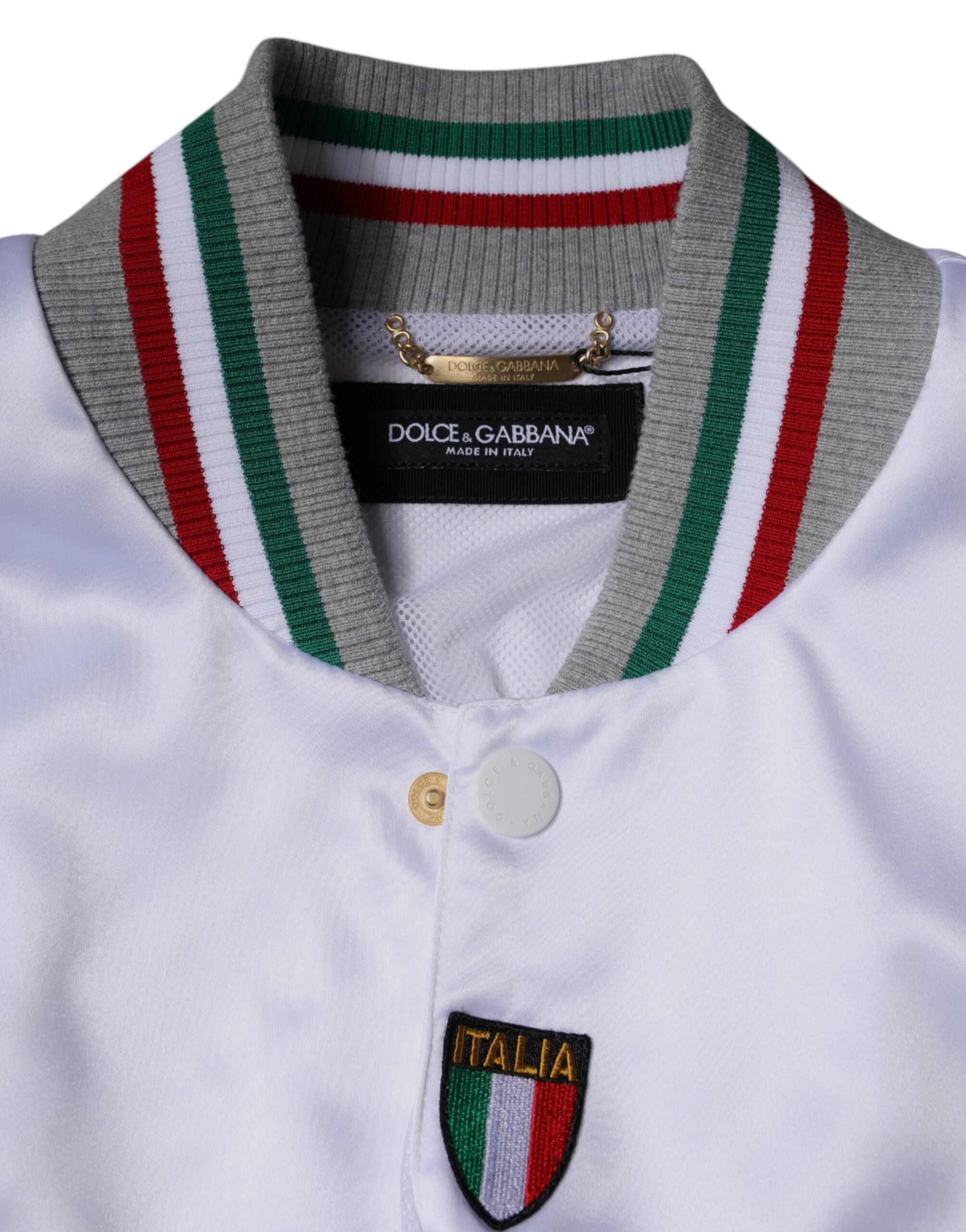 Dolce & Gabbana Multicolor Italia Button Down Bomberjacke-7