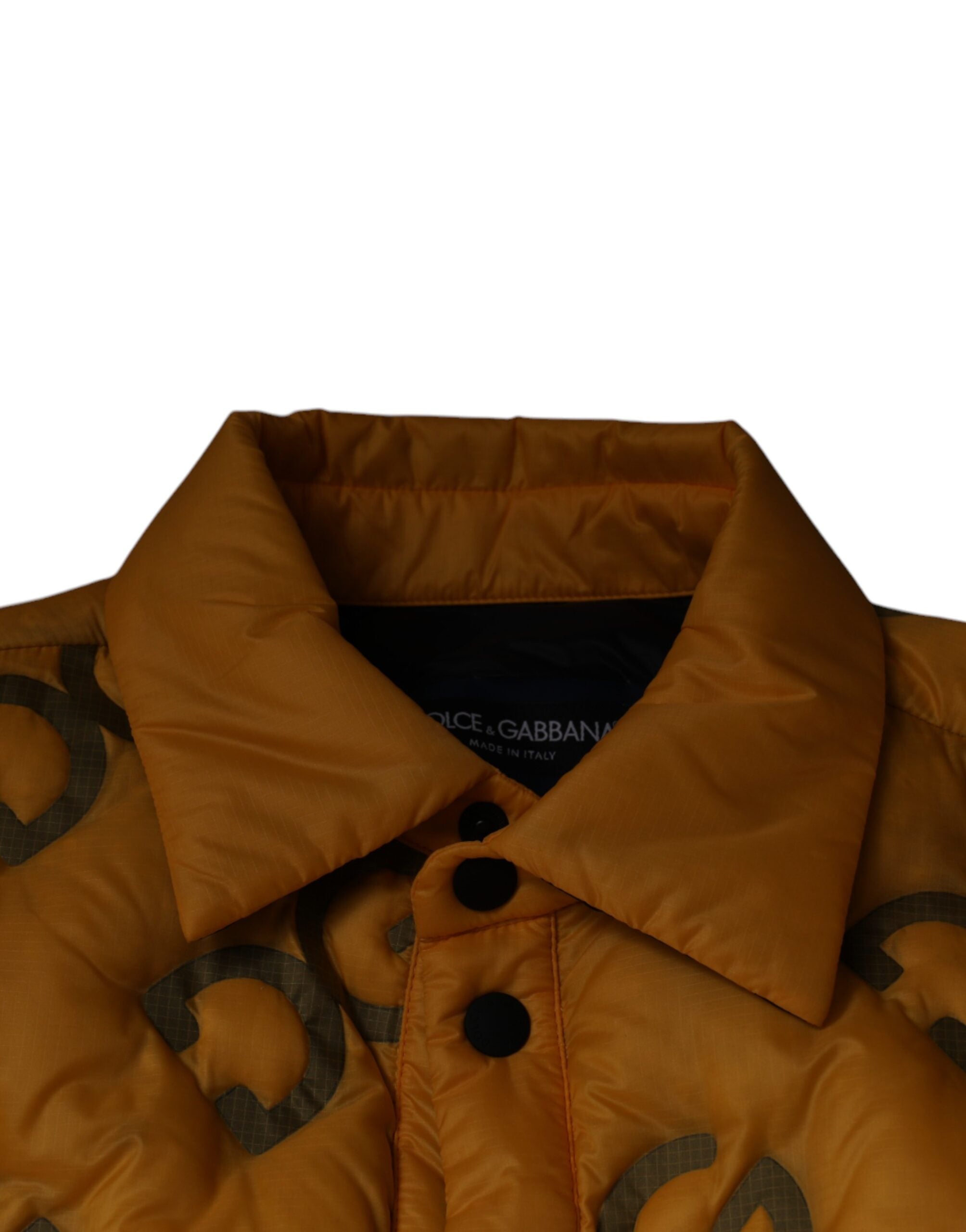 Dolce & Gabbana Gelbe wattierte Blousonjacke mit Logo und Knöpfen-7