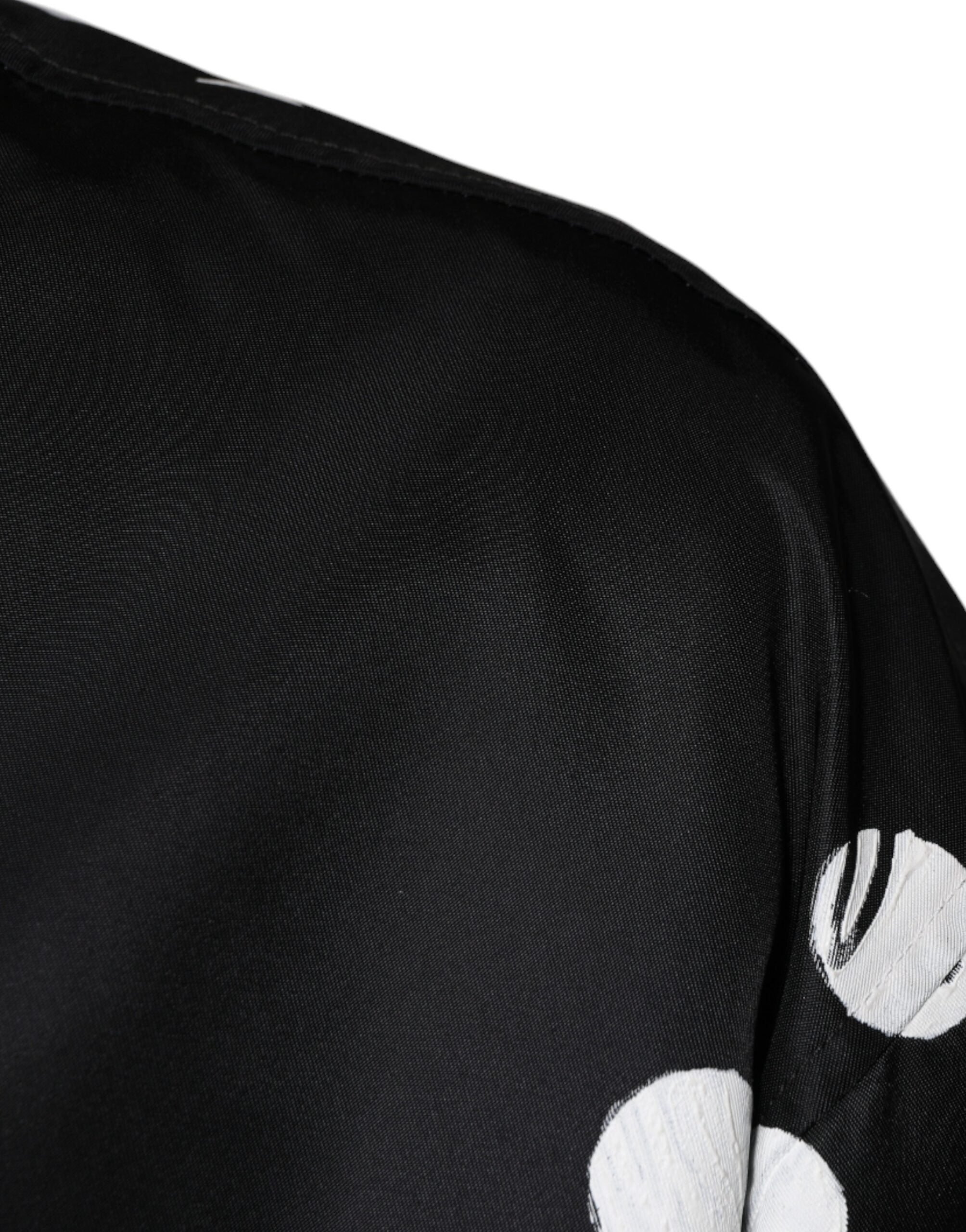 Dolce & Gabbana Black nylon bomber jacket with polka dot stripes-6