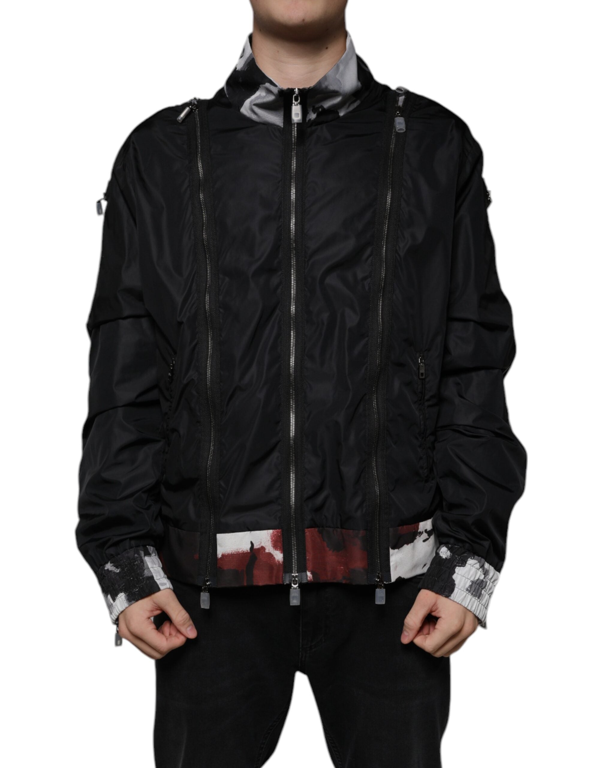Chaqueta bomber de nailon negra con cremallera completa de Dolce & Gabbana para hombre-2