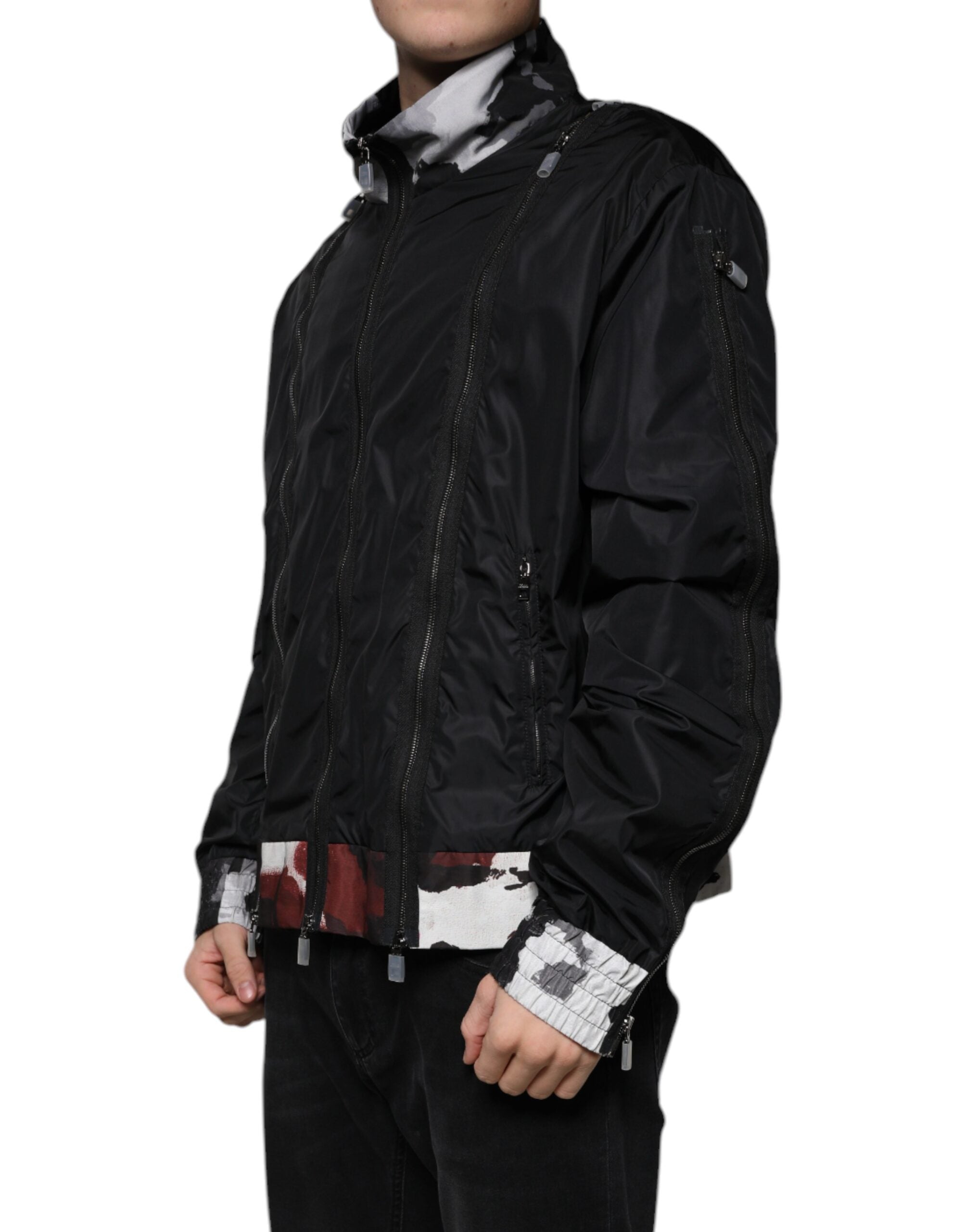 Chaqueta bomber de nailon negra con cremallera completa de Dolce & Gabbana para hombre-3