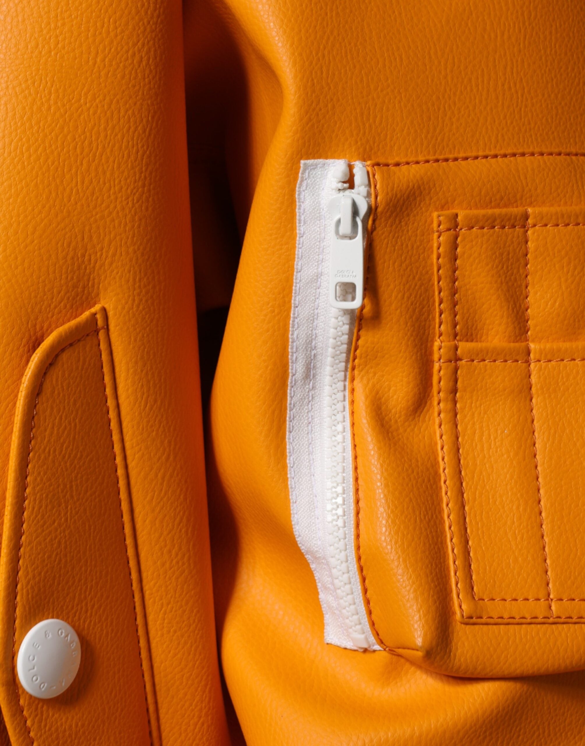Dolce & Gabbana orange and white jersey bomber jacket with full-length zipper-6