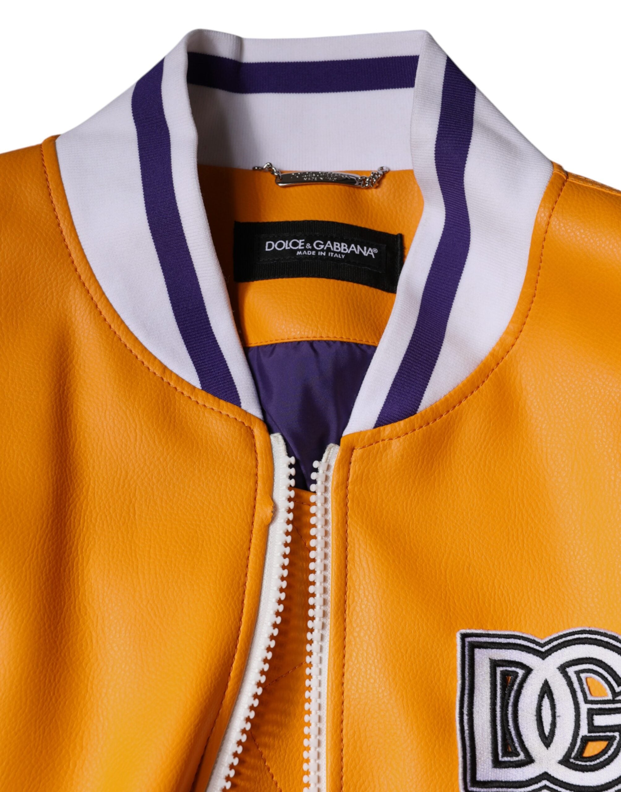 Dolce & Gabbana orange and white jersey bomber jacket with full-length zipper-7