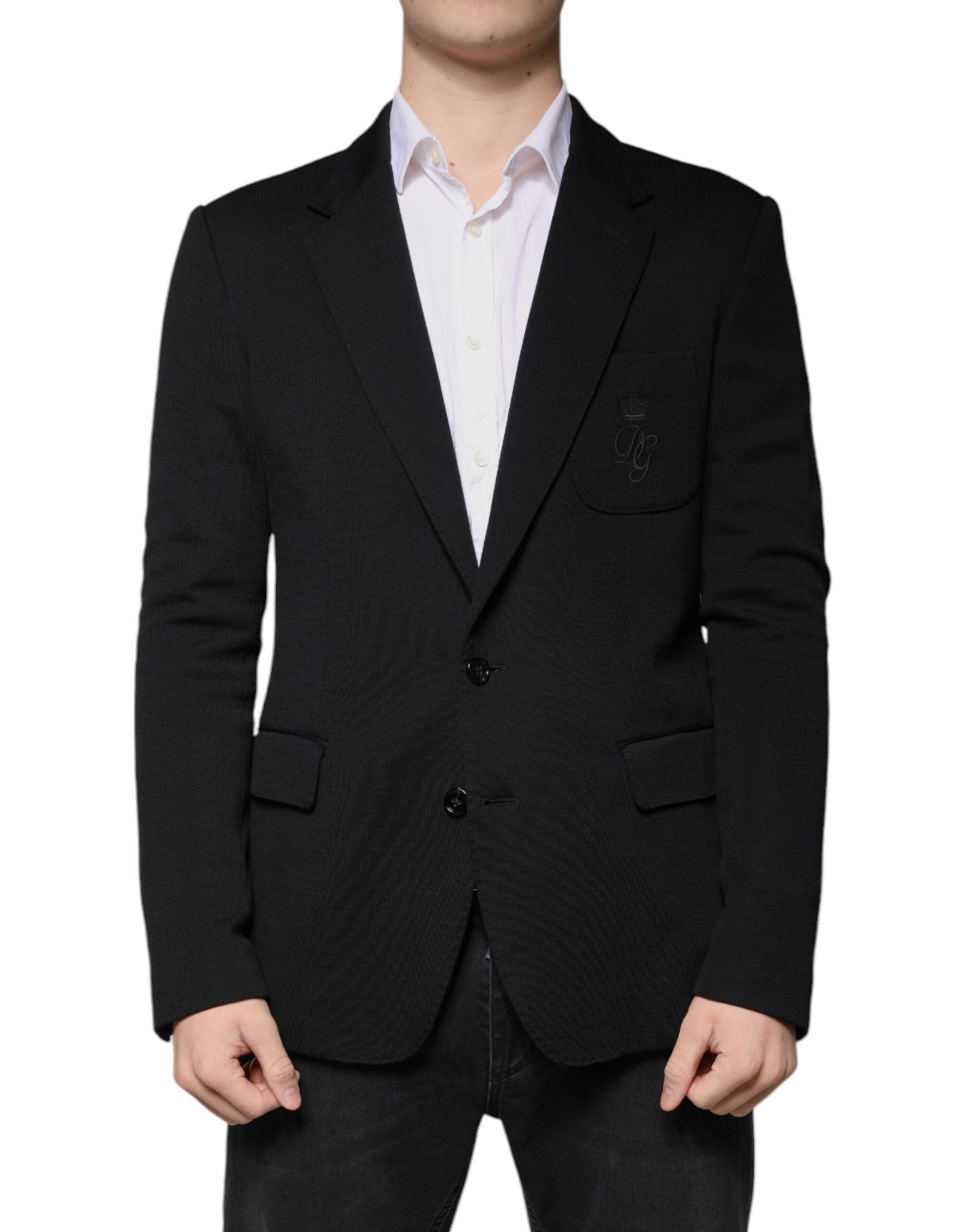 Dolce & Gabbana Schwarzer einreihiger formeller Blazer aus Wolle-2