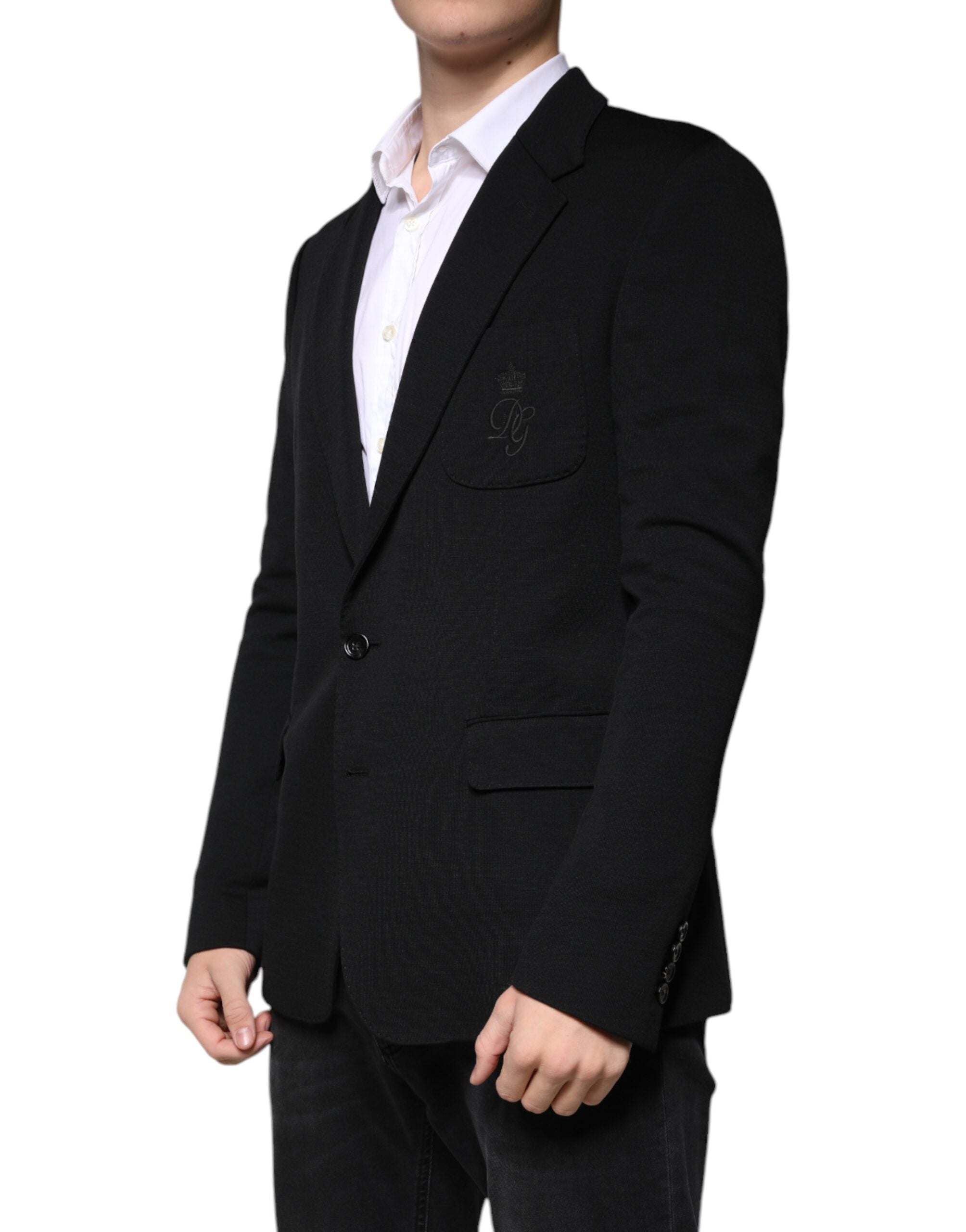 Dolce & Gabbana Schwarzer einreihiger formeller Blazer aus Wolle-3