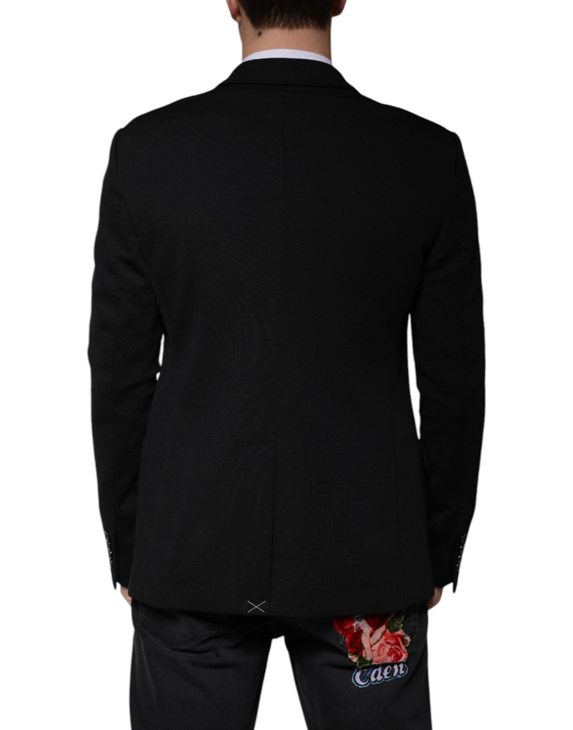 Dolce & Gabbana Schwarzer einreihiger formeller Blazer aus Wolle-4