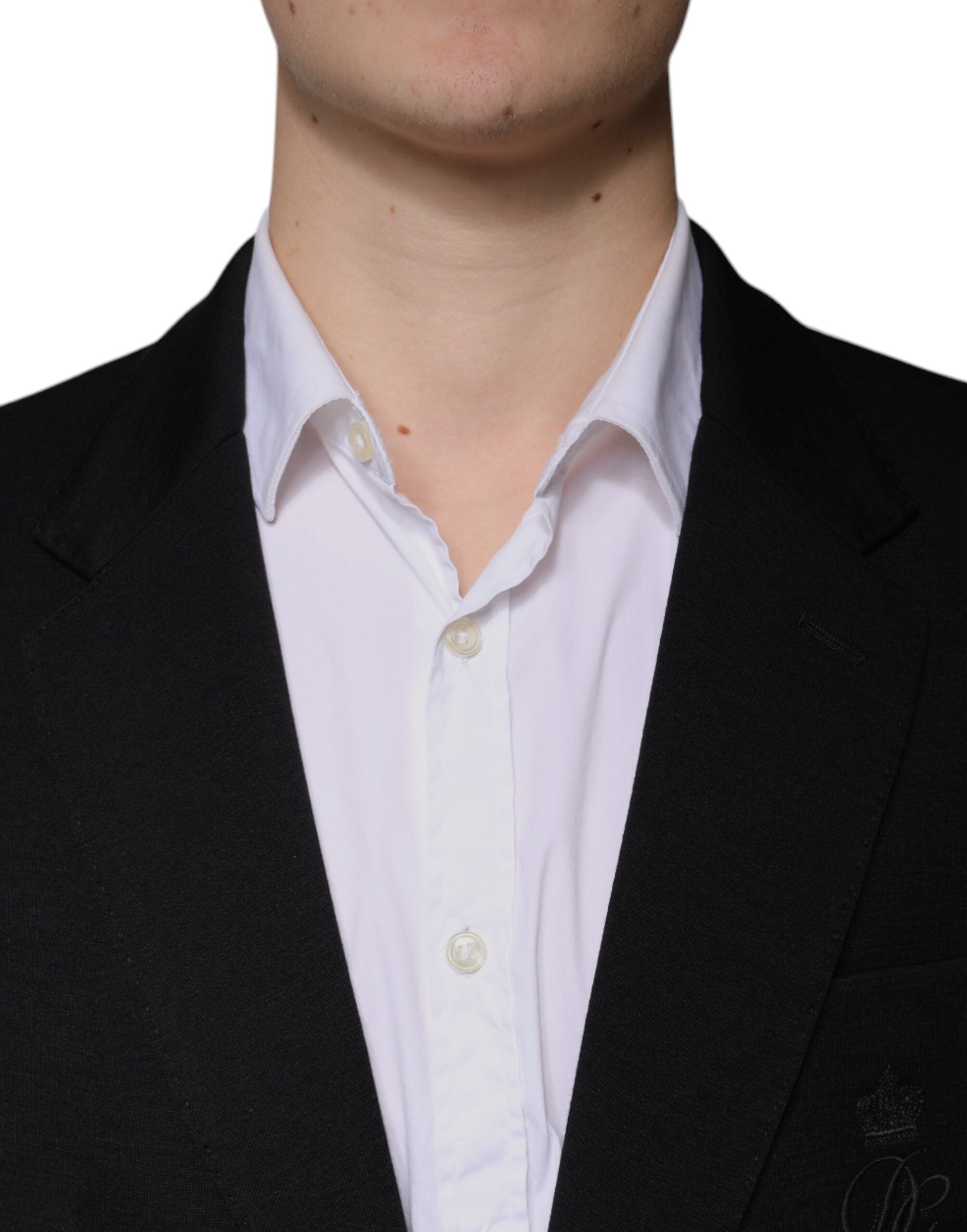 Dolce & Gabbana Schwarzer einreihiger formeller Blazer aus Wolle-5