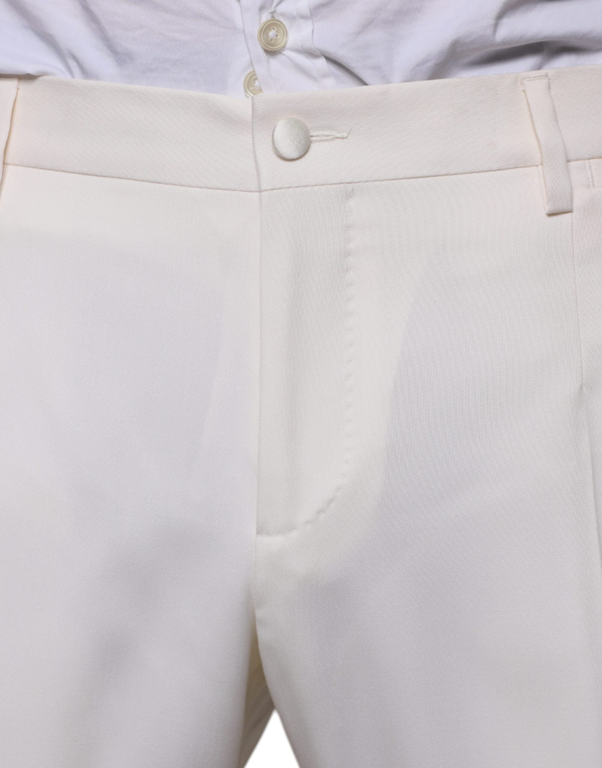 Traje Dolce & Gabbana blanco de corte entallado en lana y seda, 3 piezas, formal-5