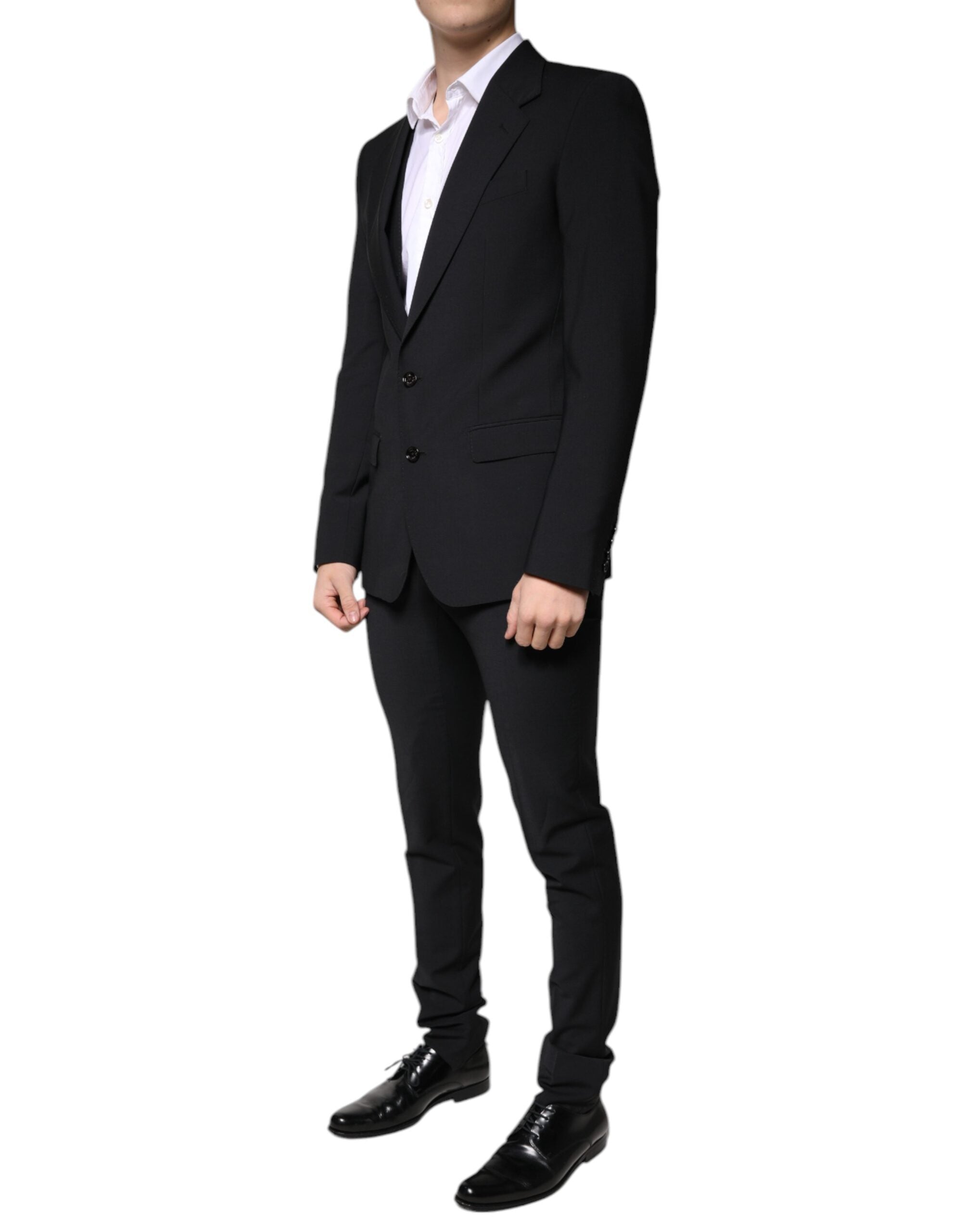 Dolce & Gabbana Schwarzer Wolle 3 Stück Slim Fit Formaler Herrenanzug-3