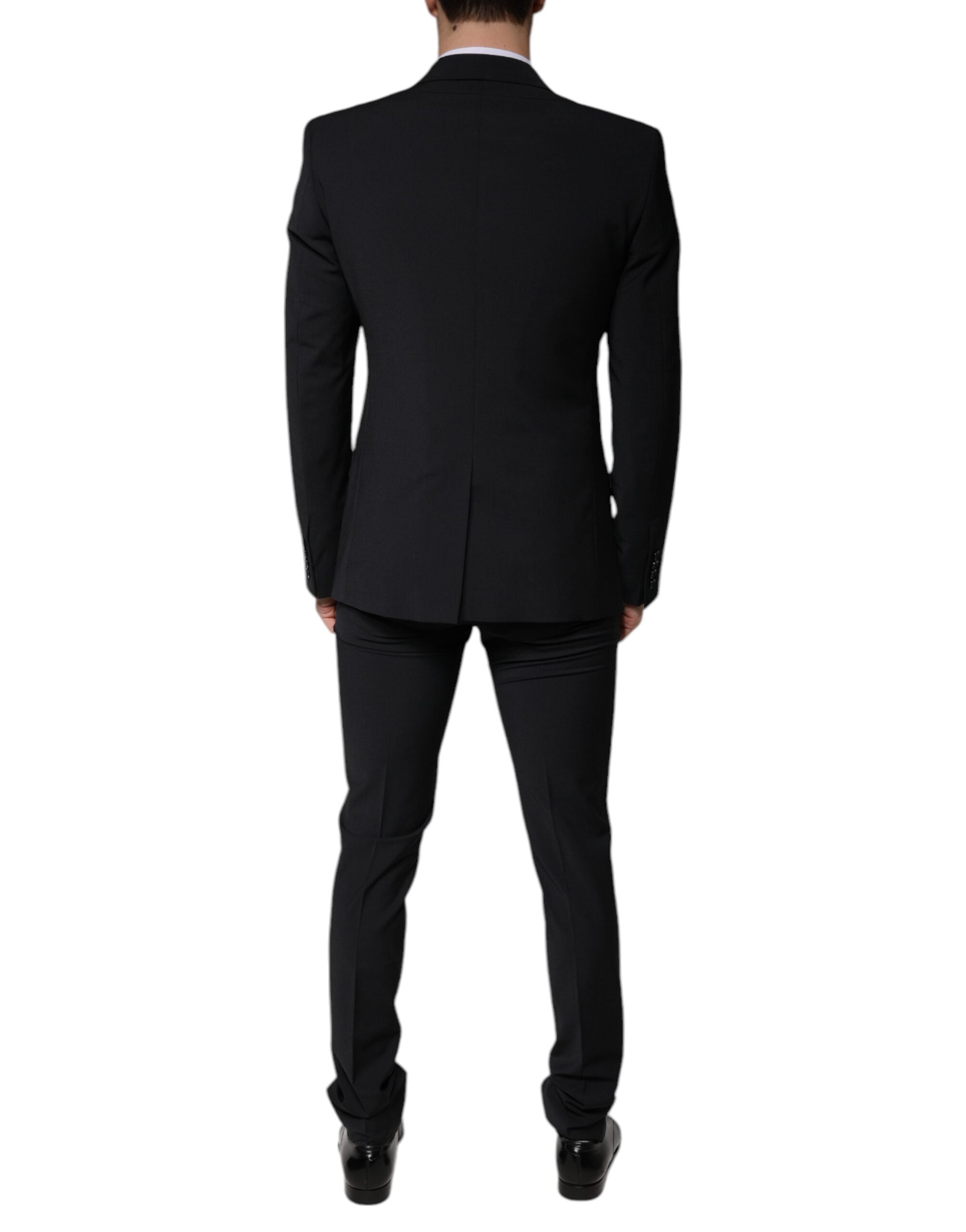 Dolce & Gabbana Schwarzer Wolle 3 Stück Slim Fit Formaler Herrenanzug-4