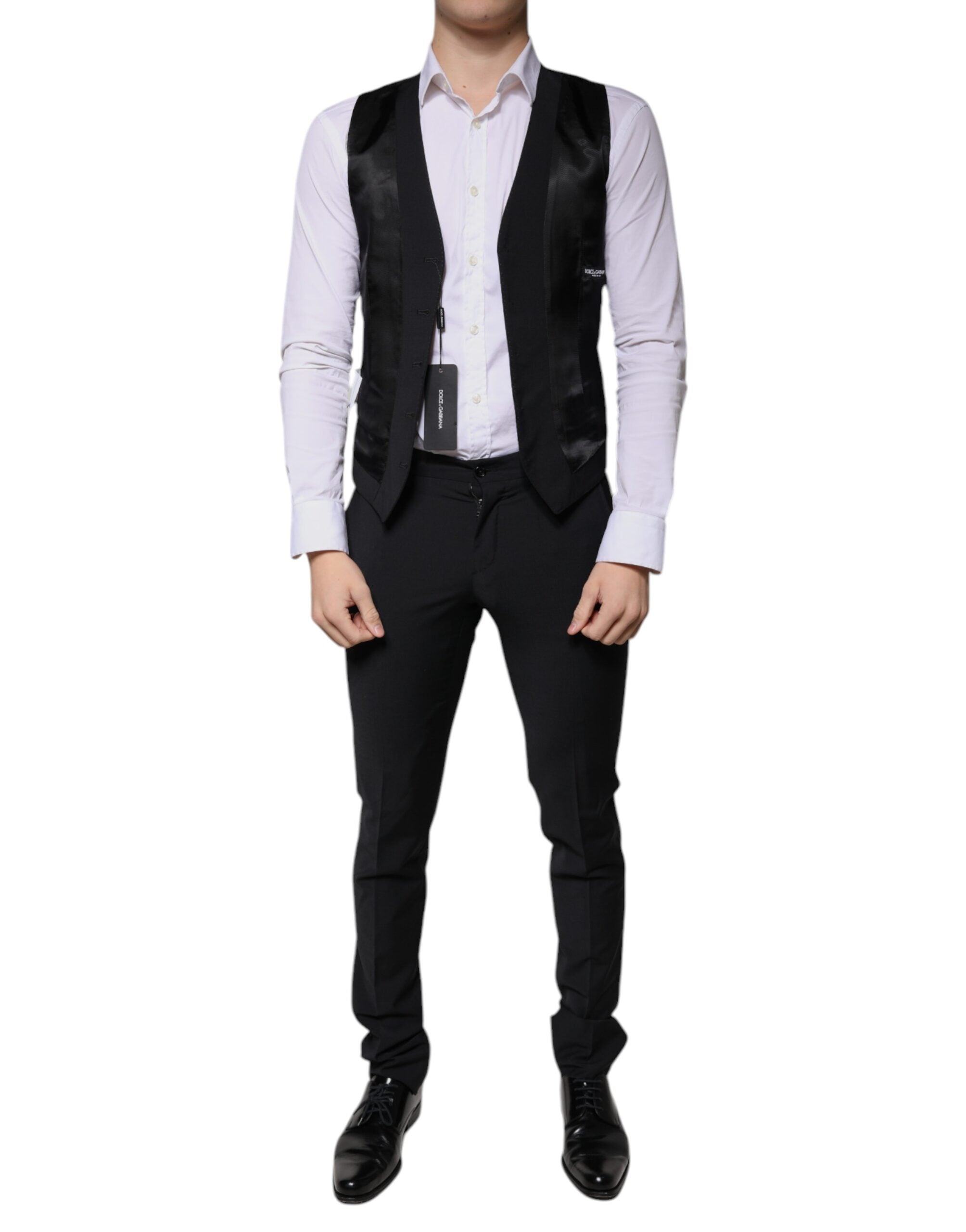 Dolce & Gabbana Schwarzer Wolle 3 Stück Slim Fit Formaler Herrenanzug-8