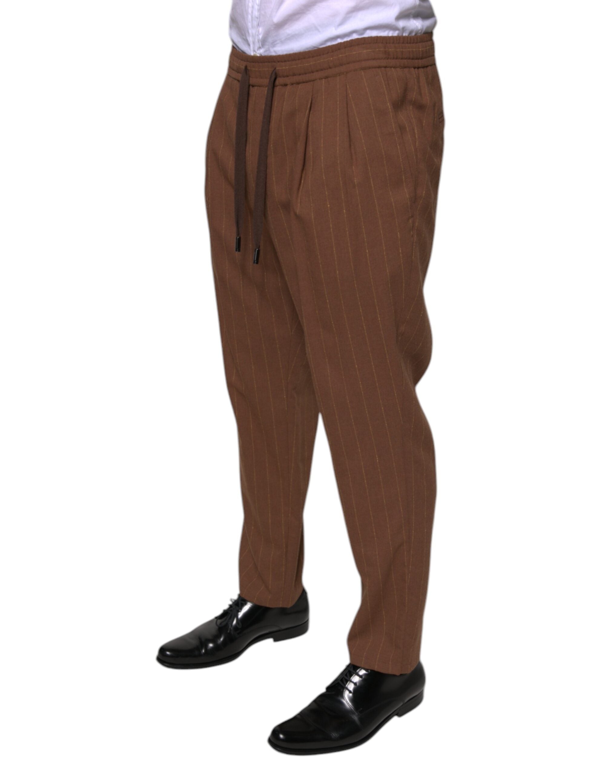 Dolce & Gabbana Brown Striped Skinny Men's Suit Trousers-3