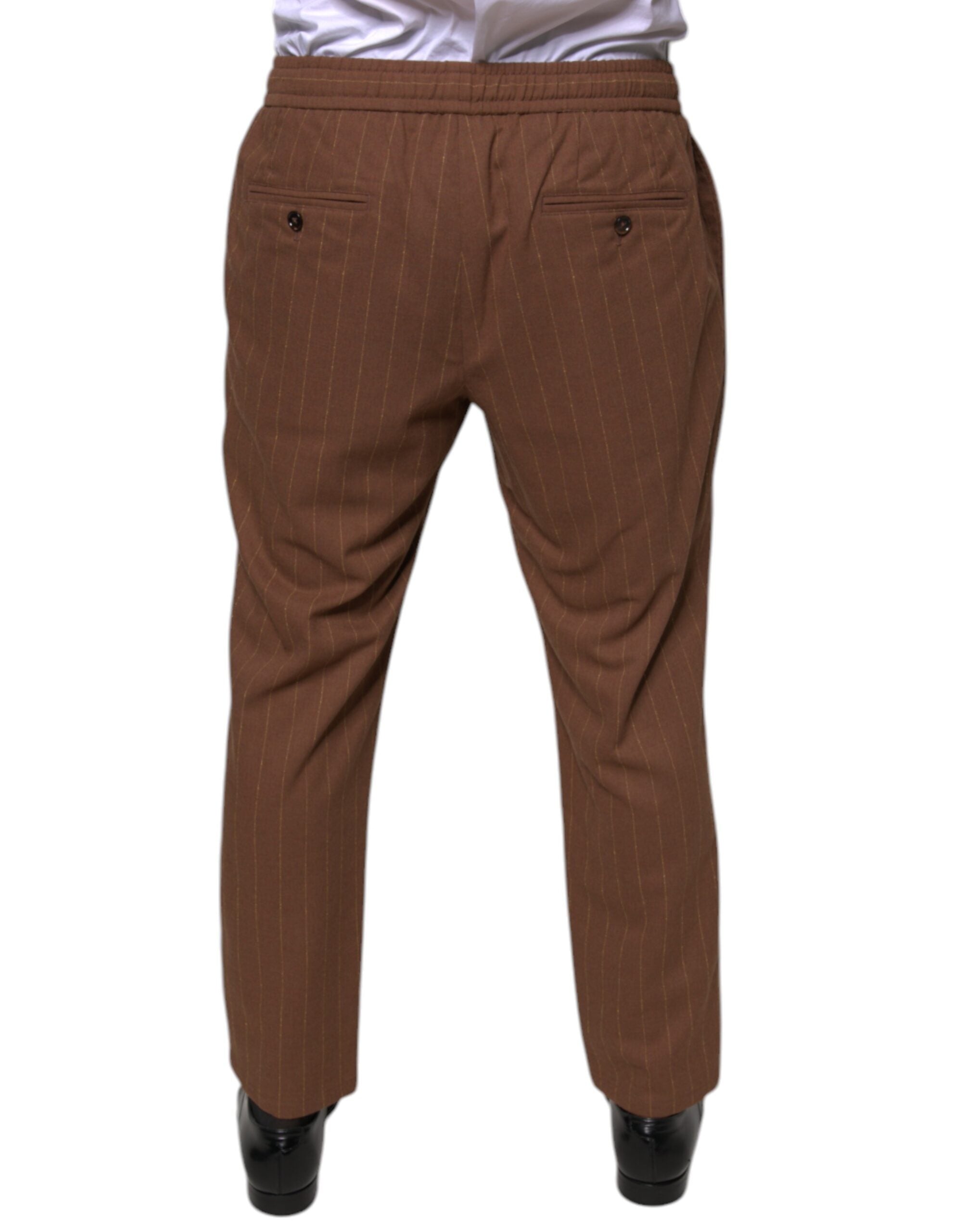 Dolce & Gabbana Brown Striped Skinny Men's Suit Trousers-4