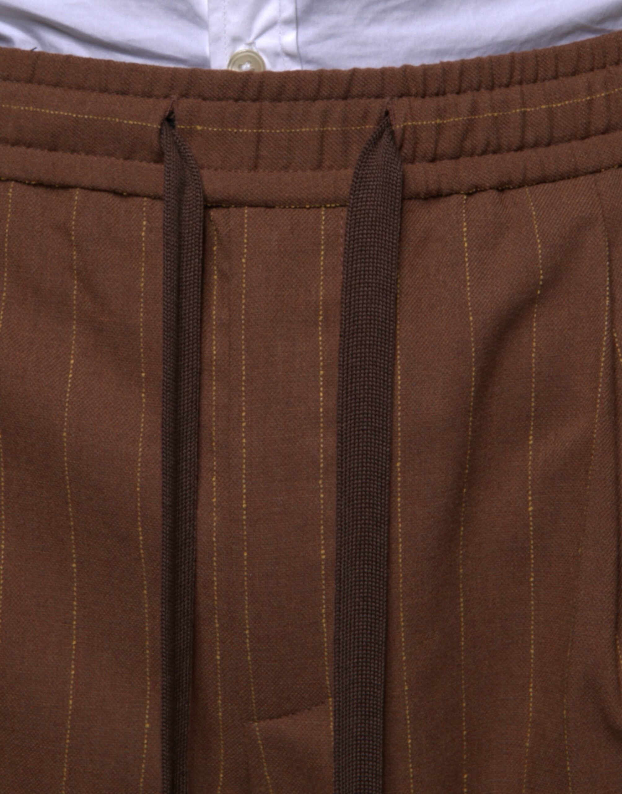 Dolce & Gabbana Brown Striped Skinny Men's Suit Trousers-5