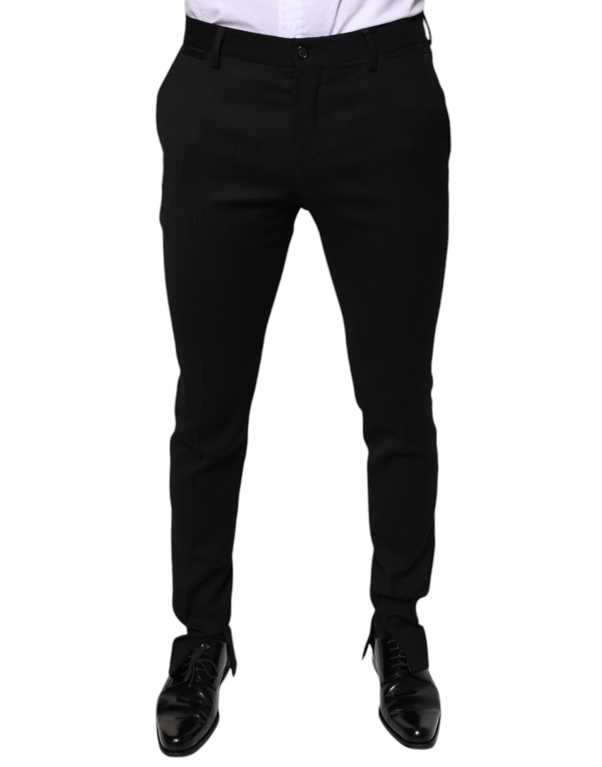 Dolce & Gabbana Black Wool Skinny Formal Dress Pants-1