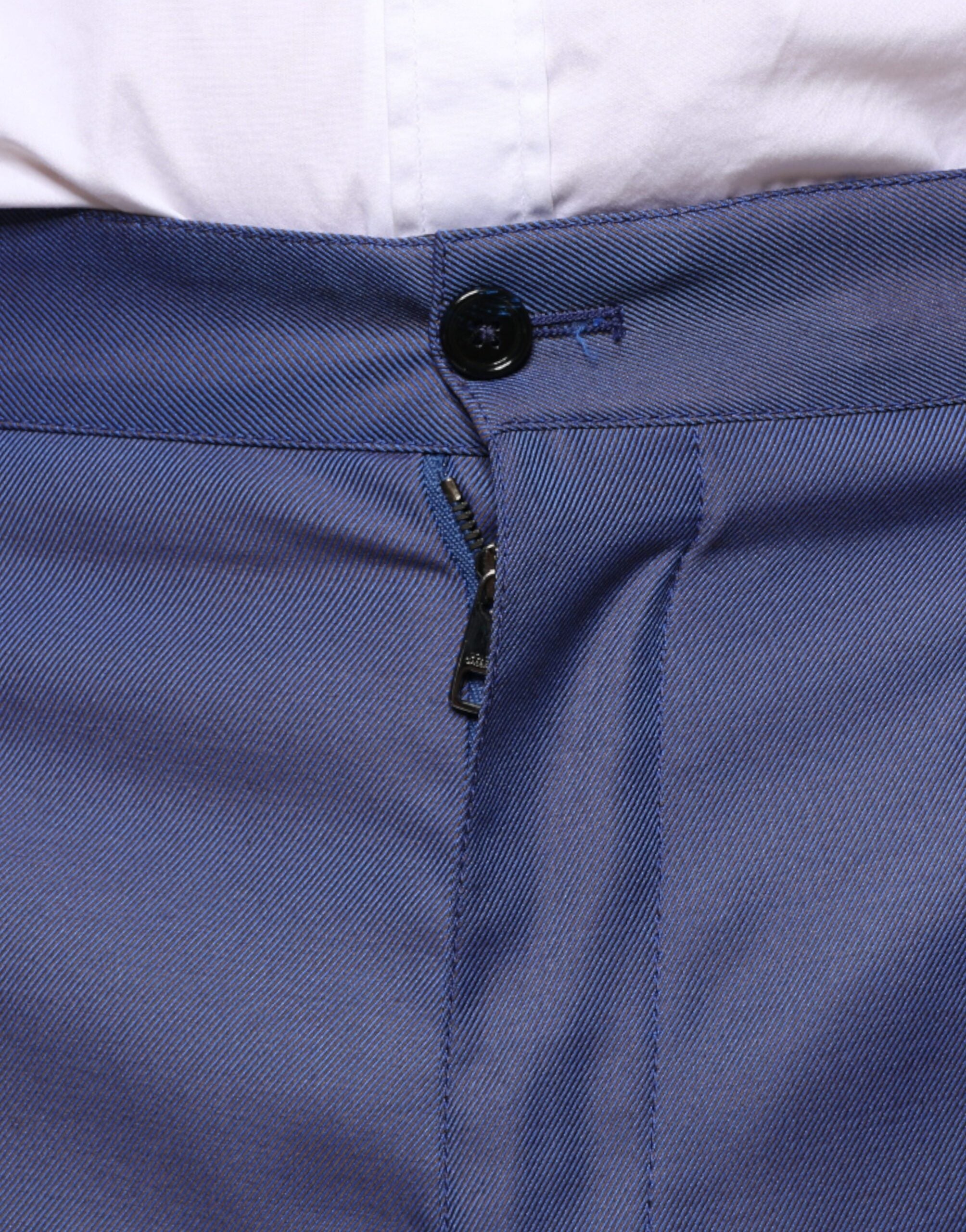 Pantalones de traje formal cónicos azules de lana de Dolce & Gabbana-5