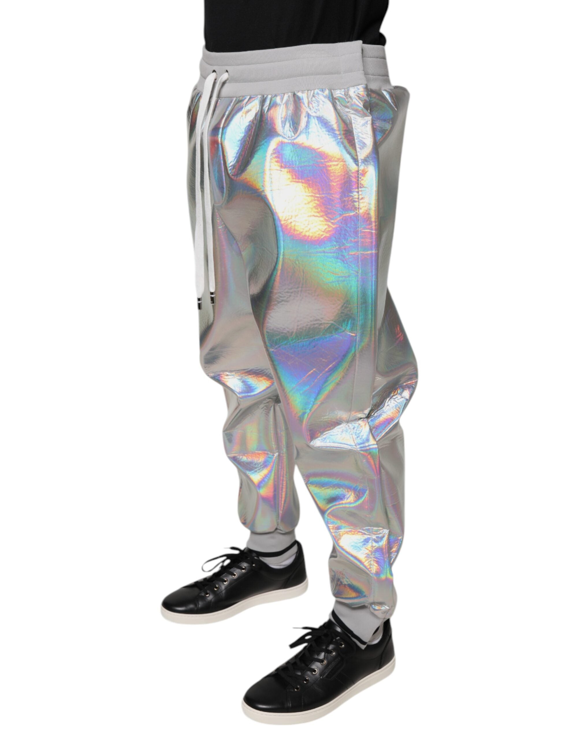 Dolce & Gabbana silver iridescent men's jogger sweatpants trousers-3