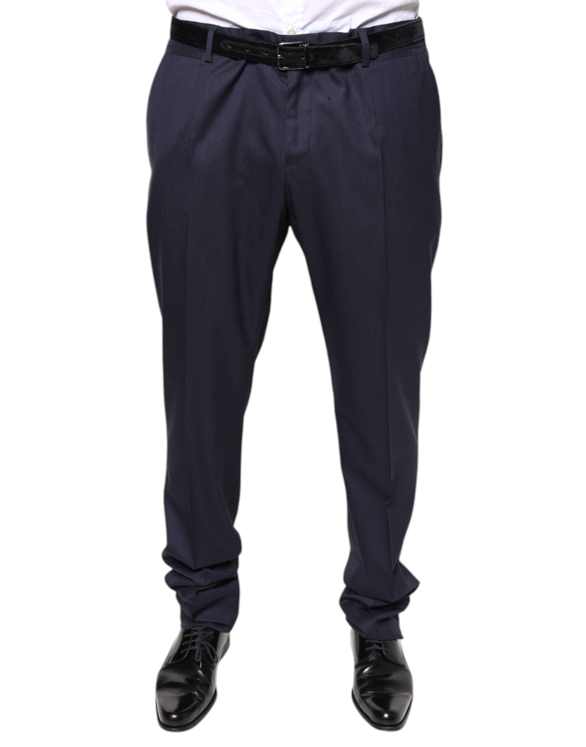 Dolce & Gabbana Blue Wool Skinny Formal Dress Pants-1
