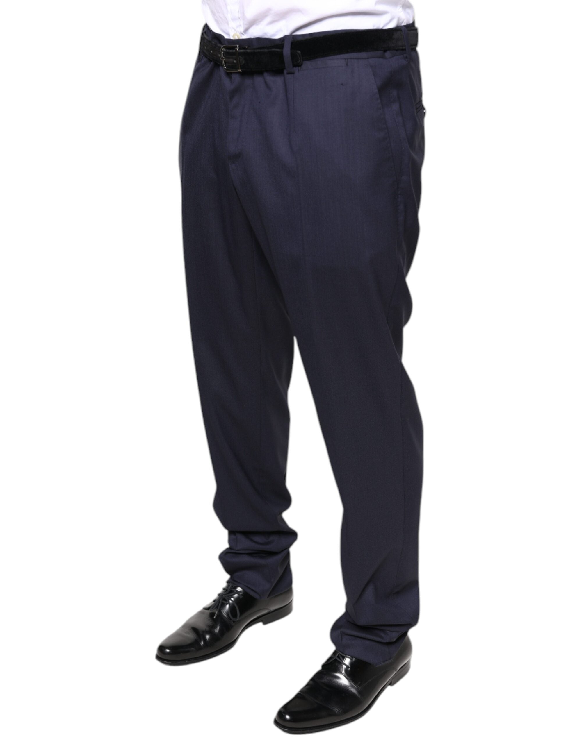 Dolce & Gabbana Blue Wool Skinny Formal Dress Pants-3