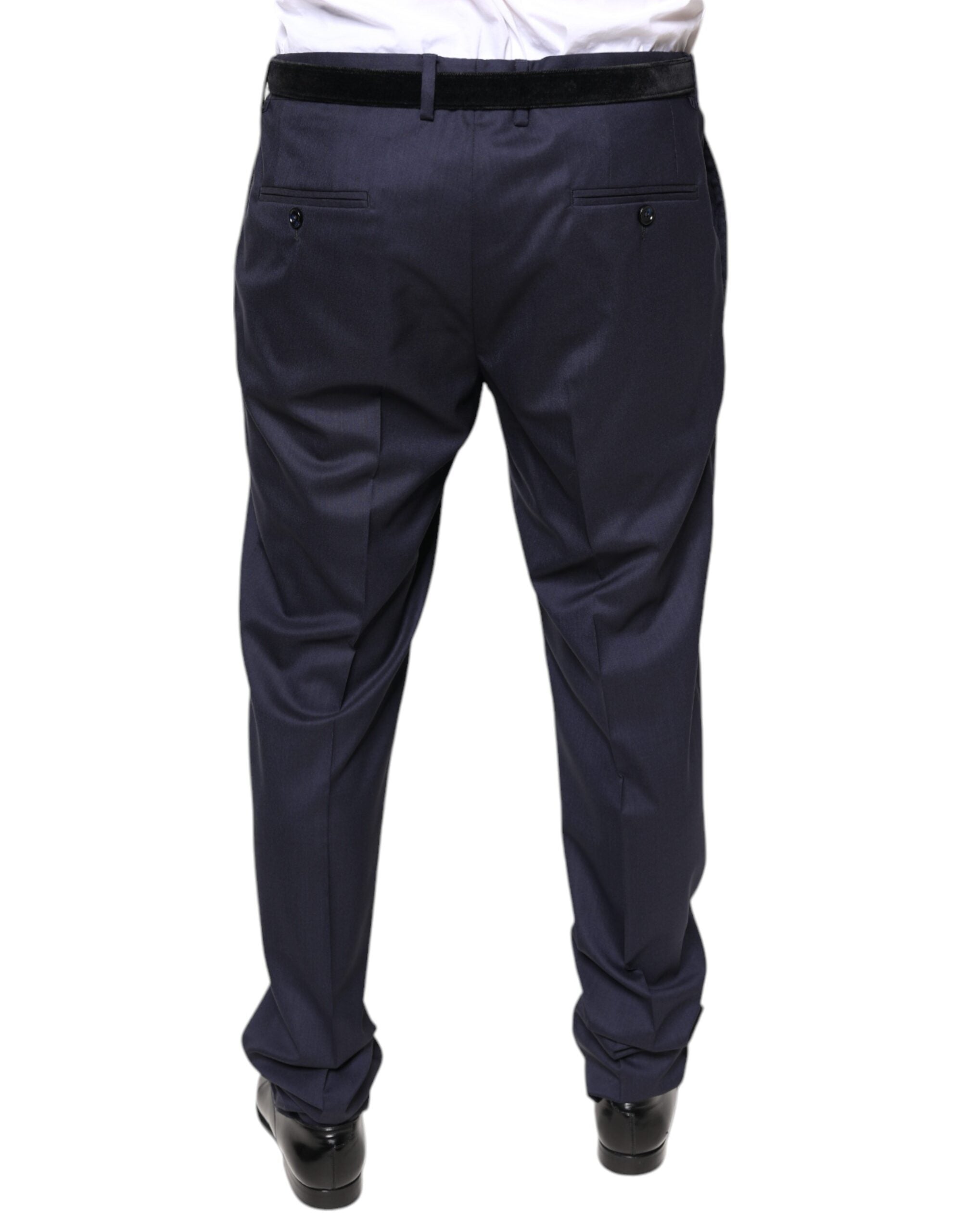 Dolce & Gabbana Blue Wool Skinny Formal Dress Pants-4