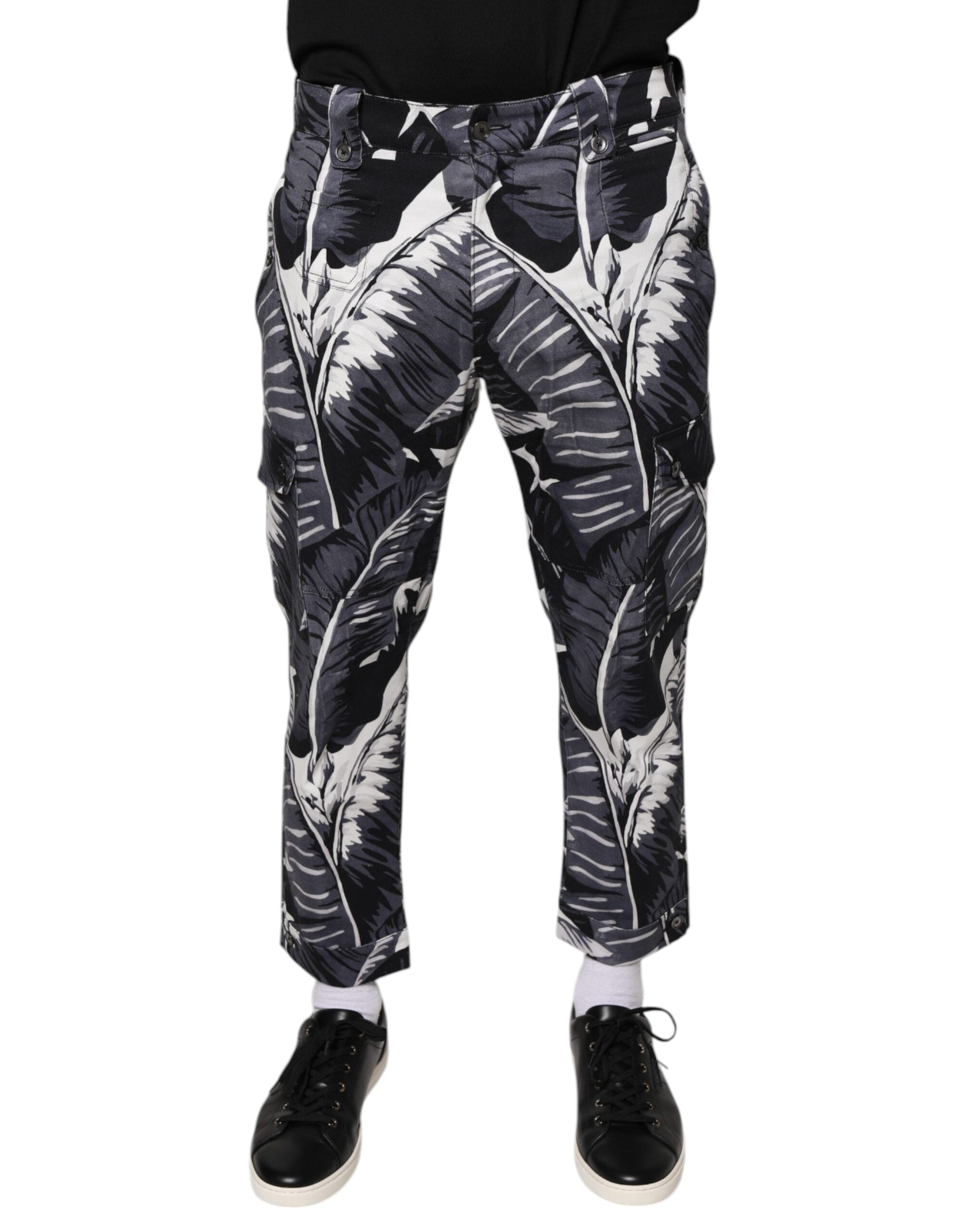Dolce & Gabbana Graue Banana Leaf Baumwoll-Stretch-Caprihose-2
