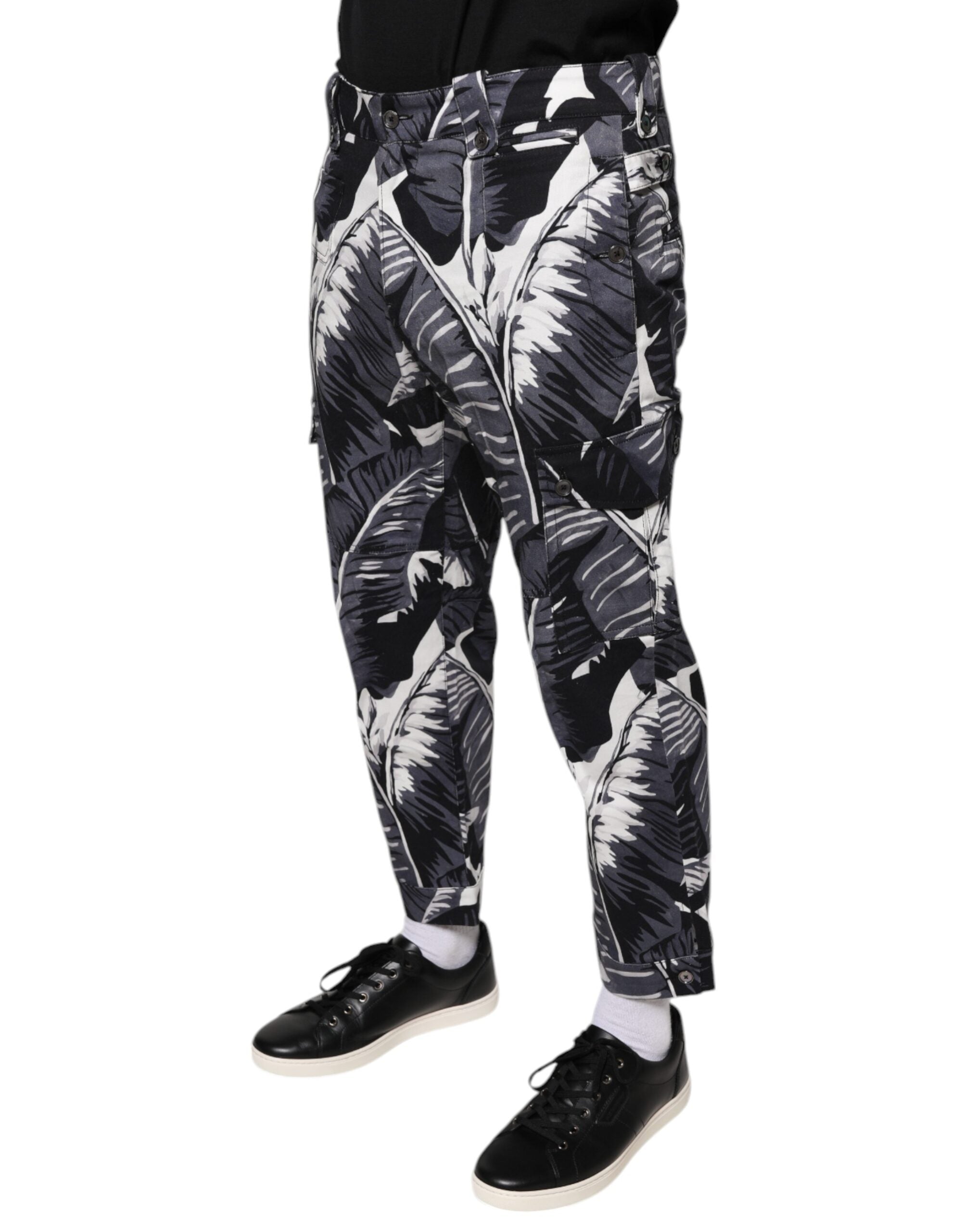 Dolce & Gabbana Graue Banana Leaf Baumwoll-Stretch-Caprihose-3