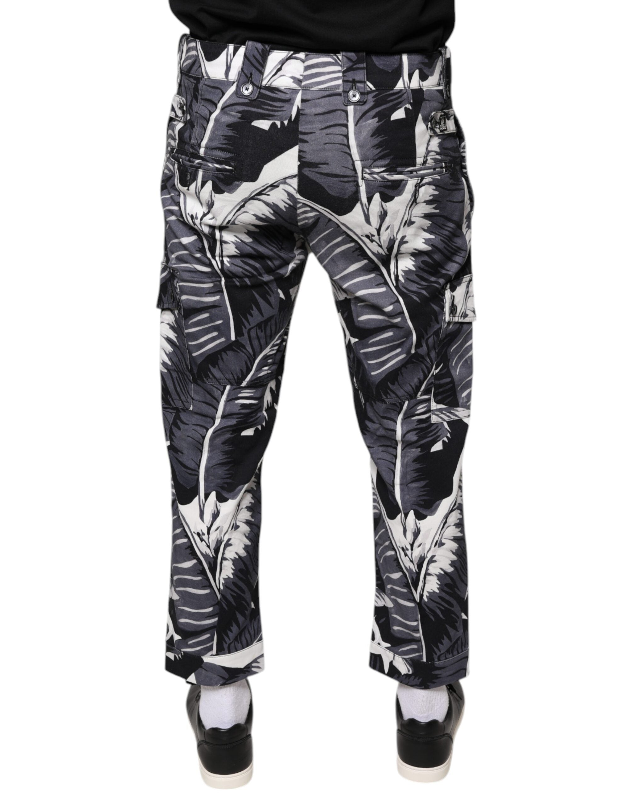 Dolce & Gabbana Graue Banana Leaf Baumwoll-Stretch-Caprihose-4