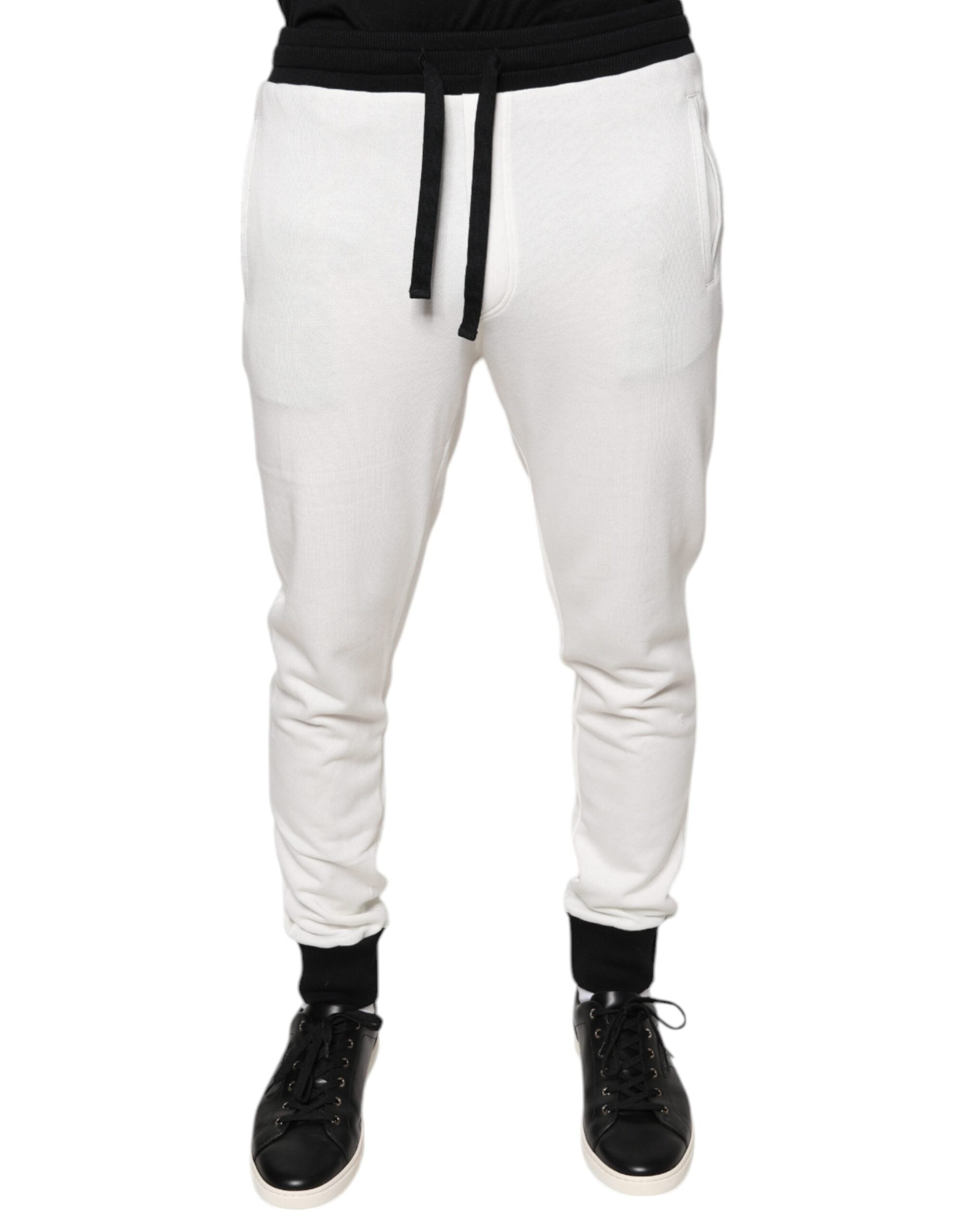 Dolce & Gabbana White Cotton Slim Men's Jogger Sweatpants Trousers-2