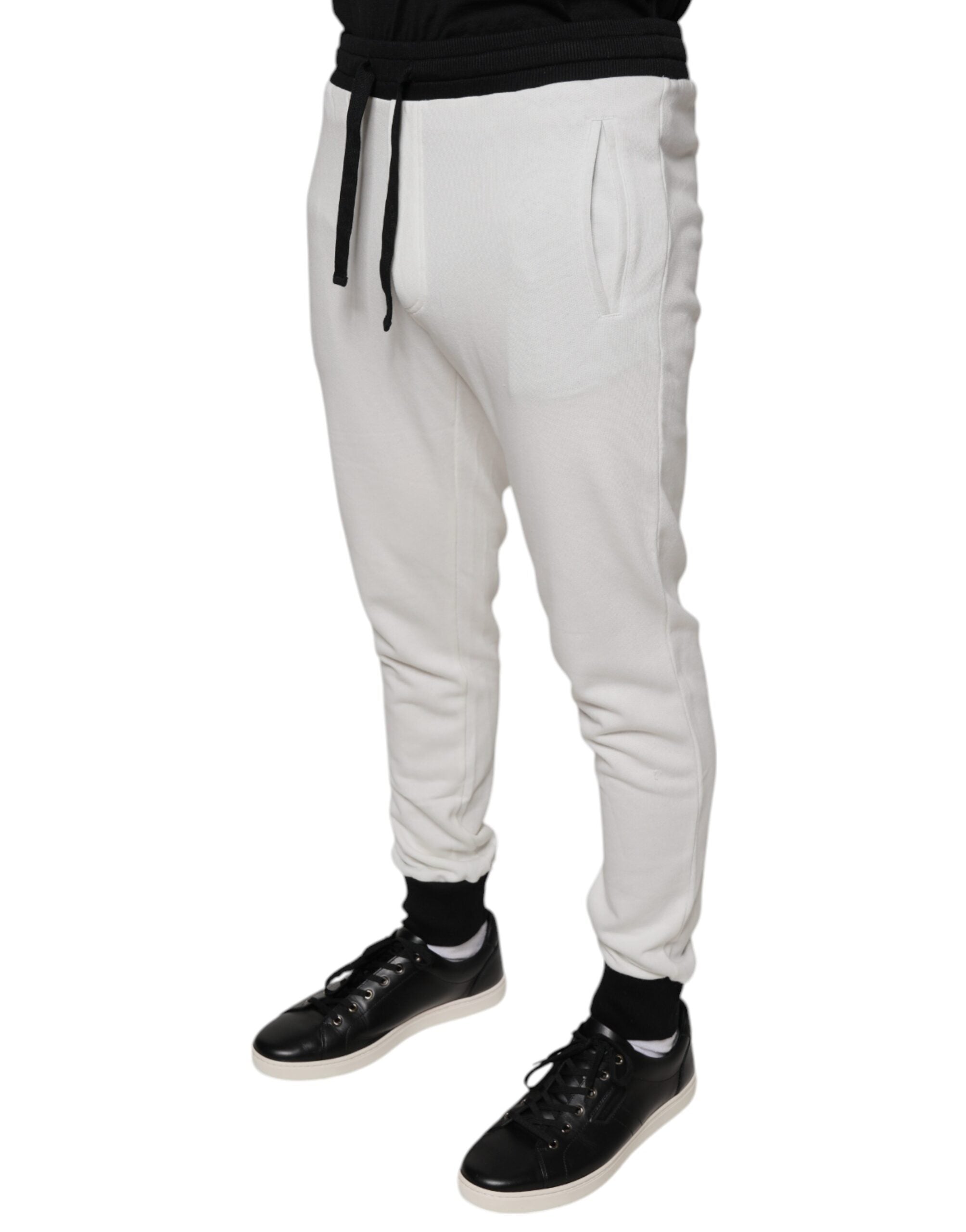 Dolce & Gabbana White Cotton Slim Men's Jogger Sweatpants Trousers-3