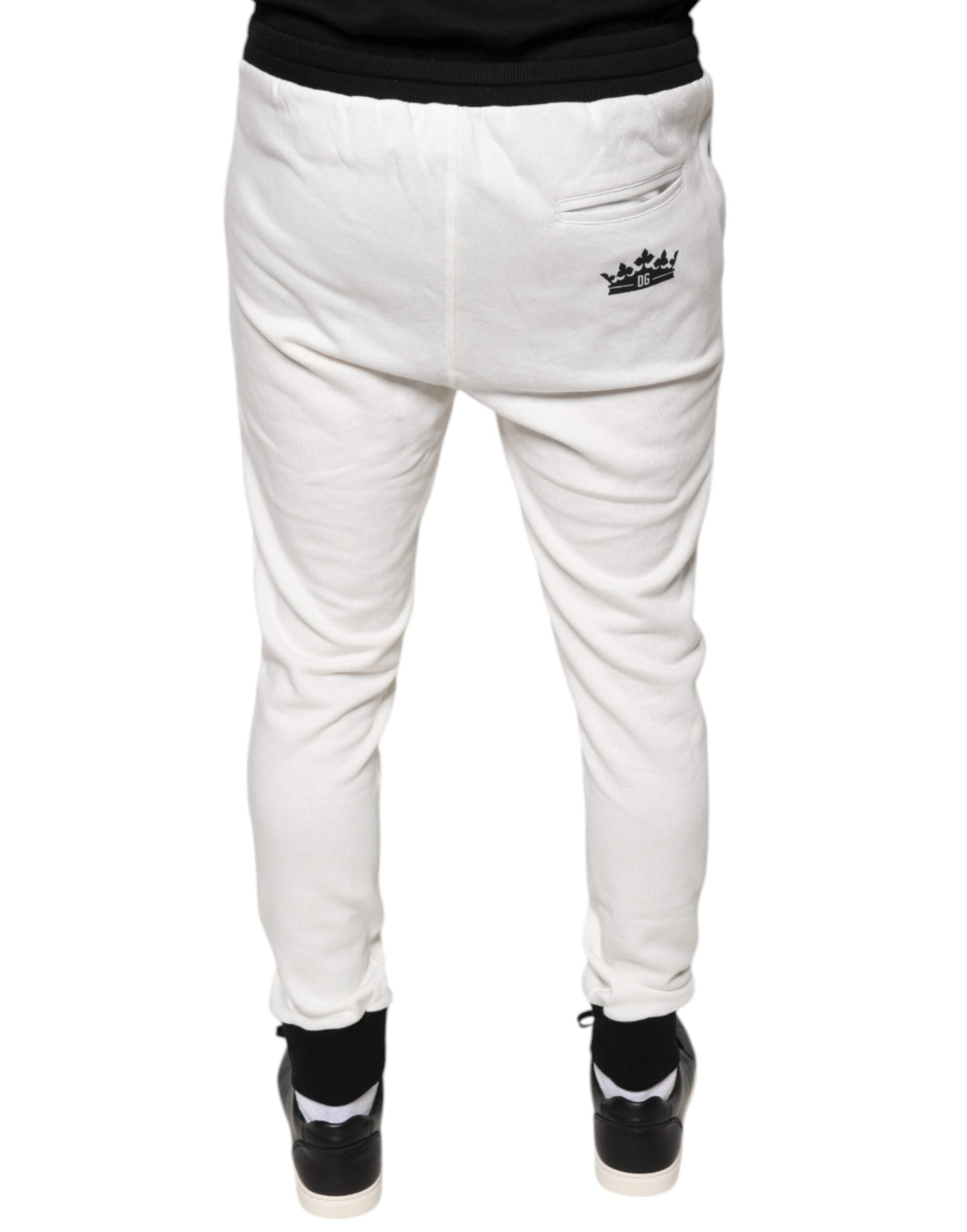 Dolce & Gabbana White Cotton Slim Men's Jogger Sweatpants Trousers-4