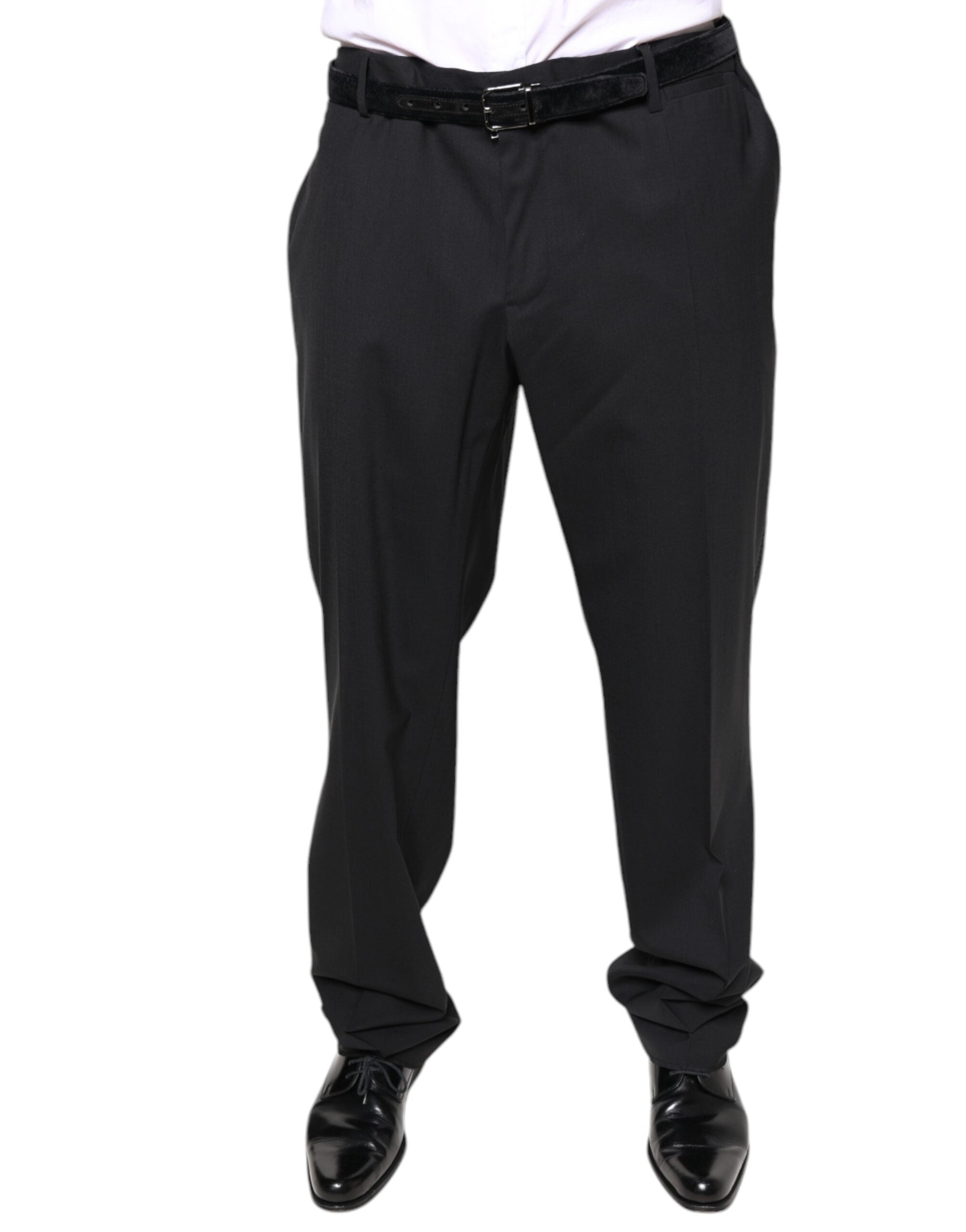 Dolce & Gabbana Black Wool Men's Formal Dress Trousers-1
