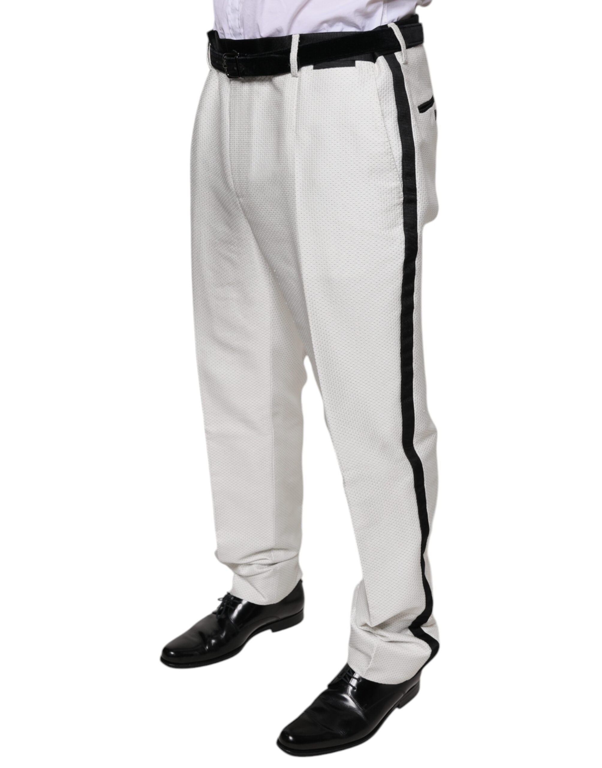 Pantalones de vestir formales de poliéster blancos de Dolce & Gabbana-3