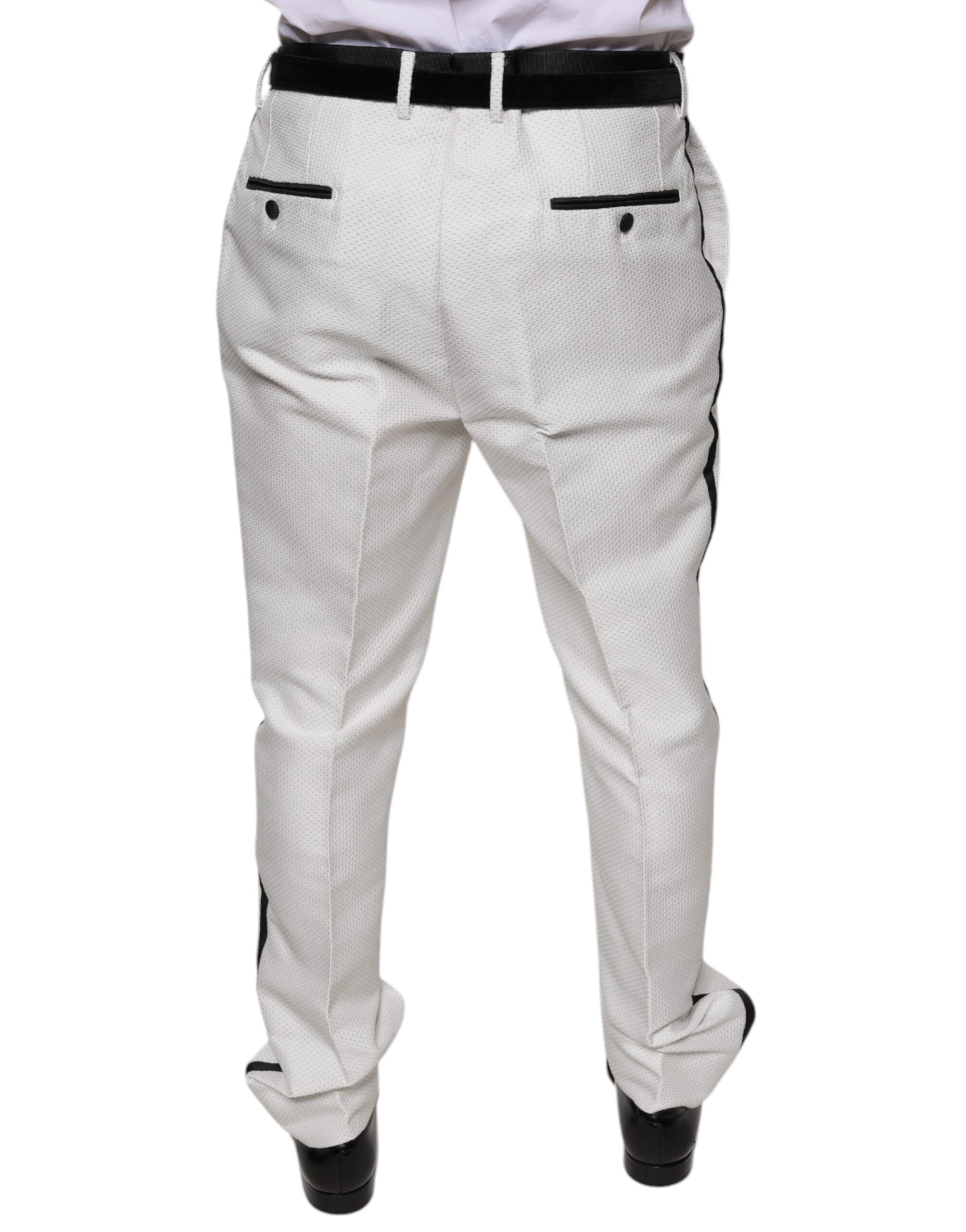 Pantalones de vestir formales de poliéster blancos de Dolce & Gabbana-4