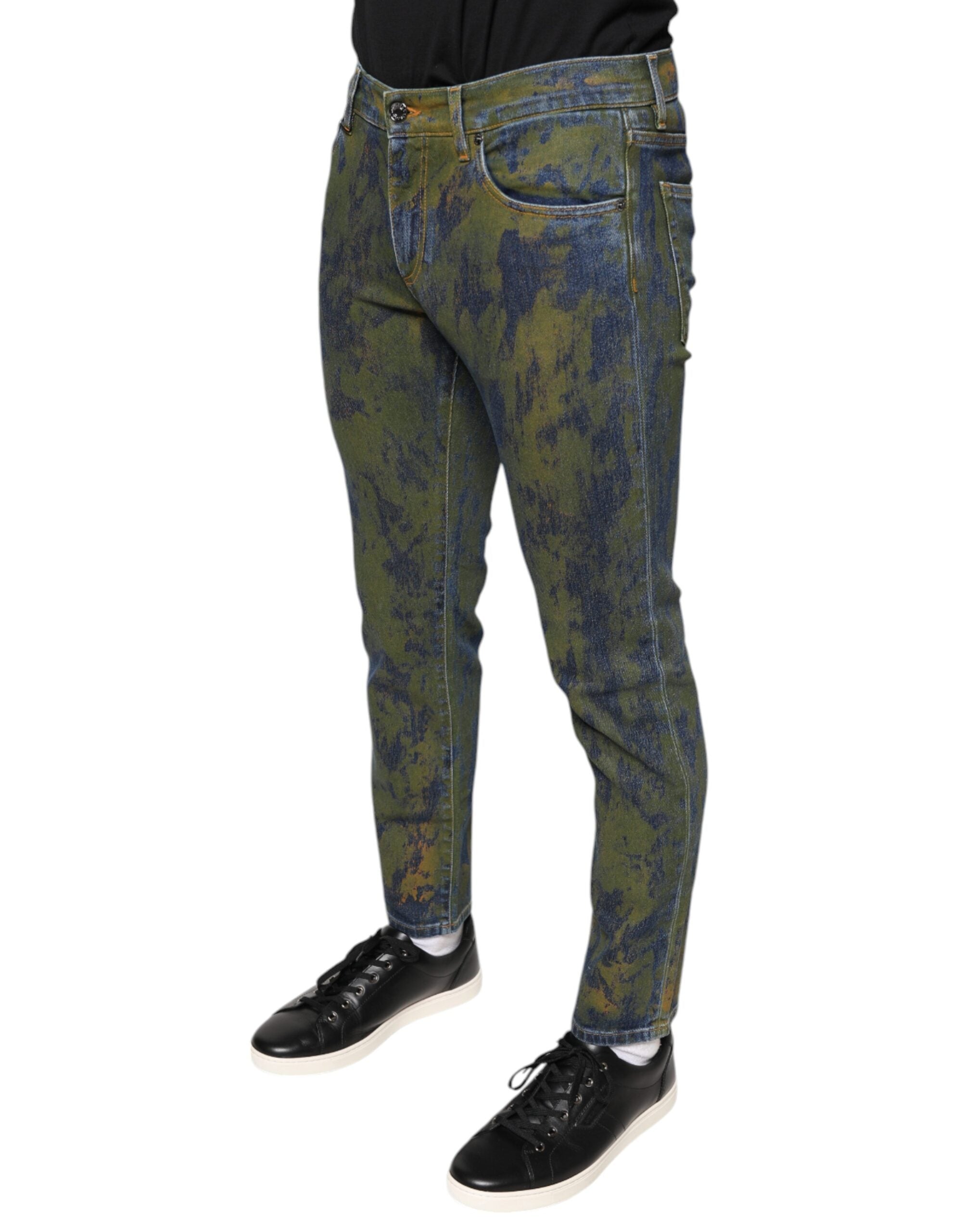 Dolce & Gabbana Blue Cotton Dye Slim Fit Men's Denim Jeans-3
