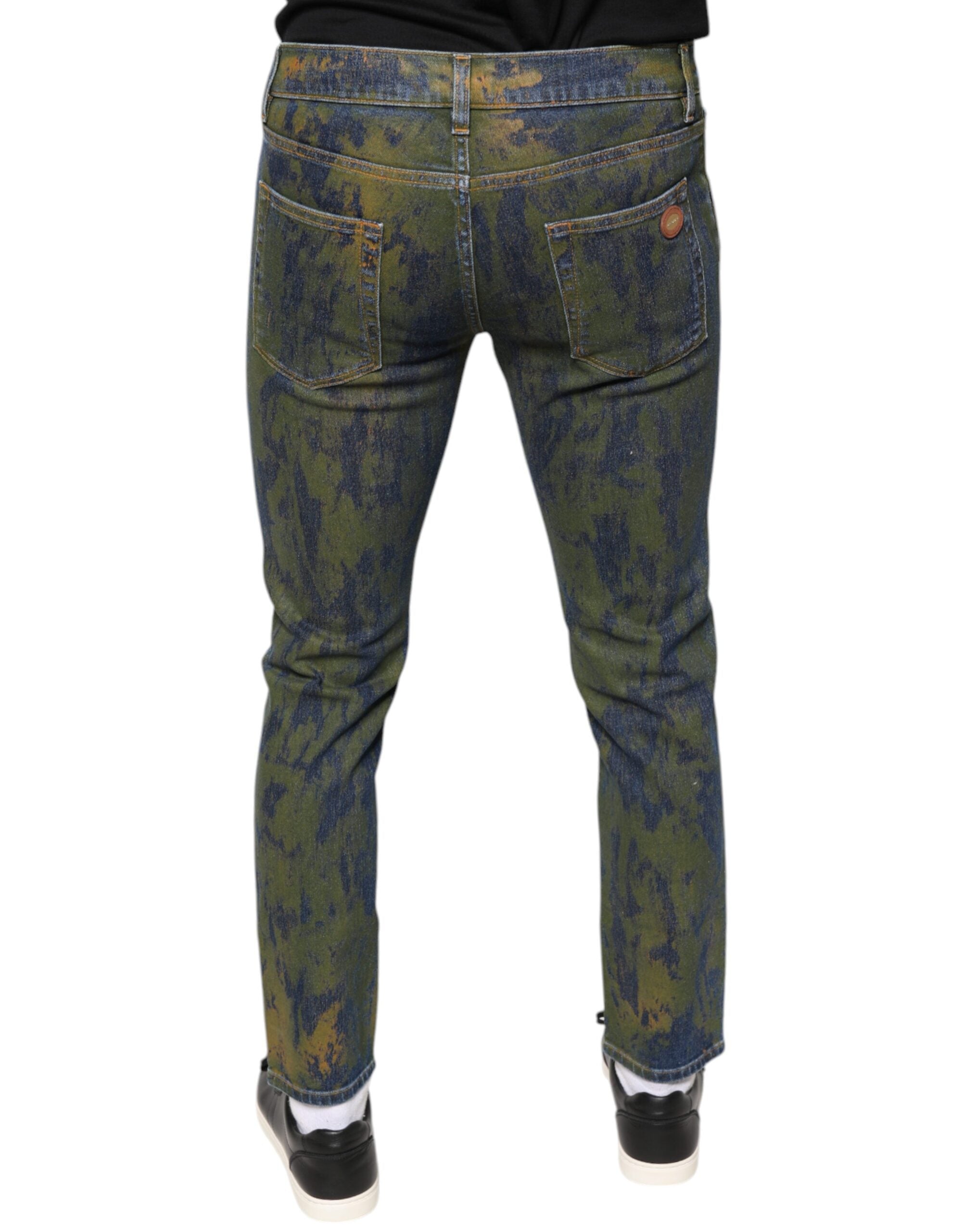 Dolce & Gabbana Blue Cotton Dye Slim Fit Men's Denim Jeans-4